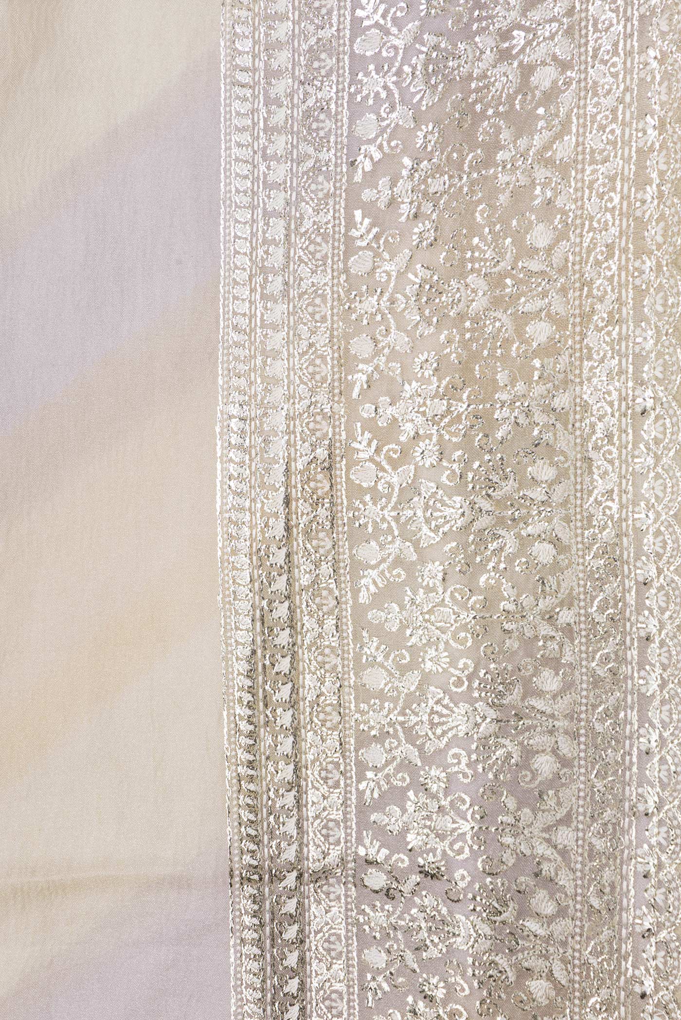 Sandal and Lilac Color Organza Silk Saree - Image 3