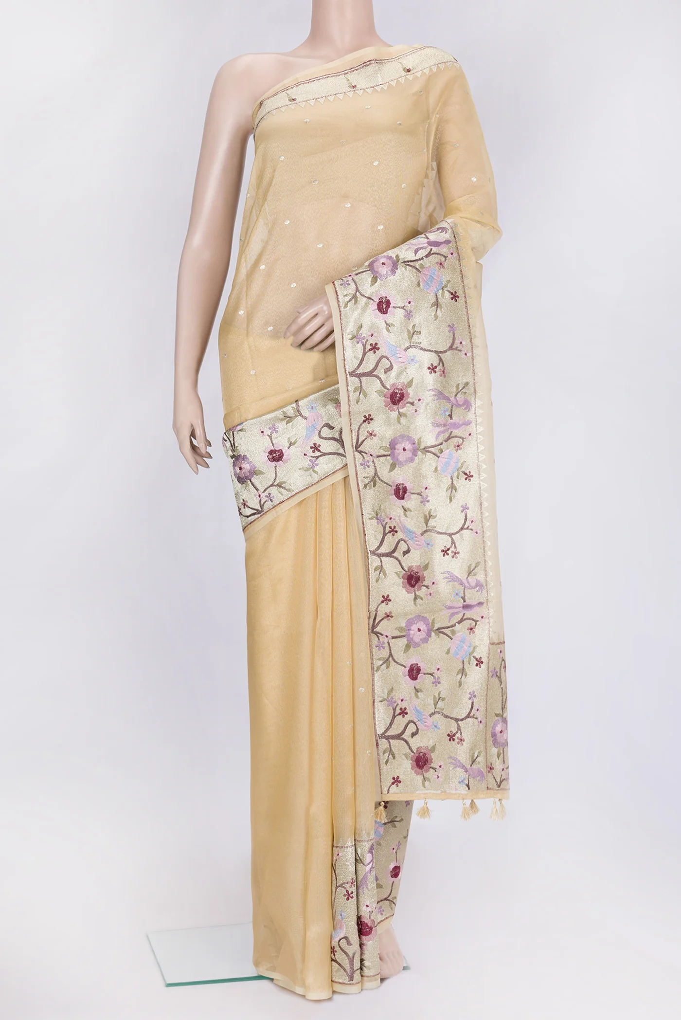 Sandal Organza Silk Saree