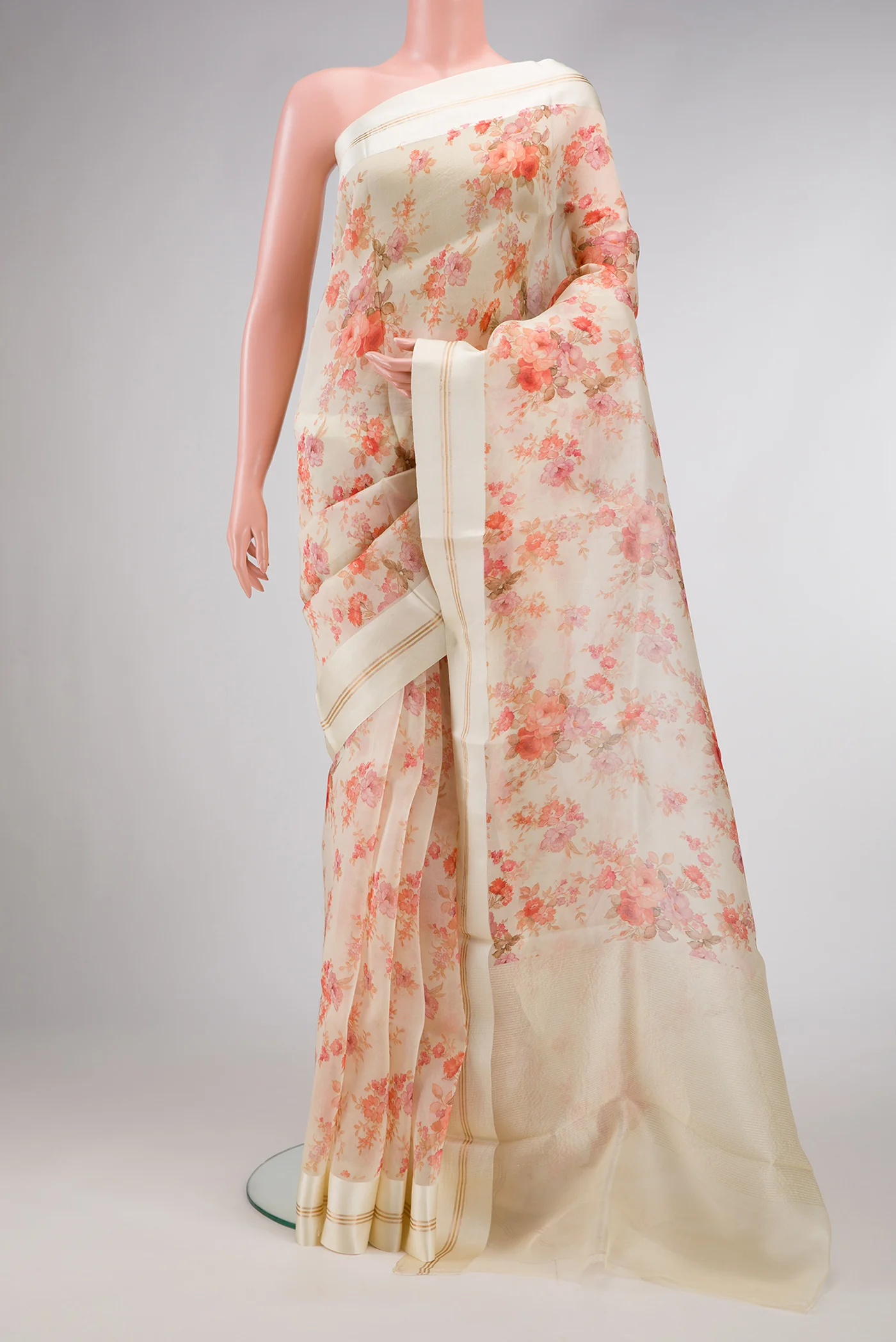 Sandal Organza Silk Saree