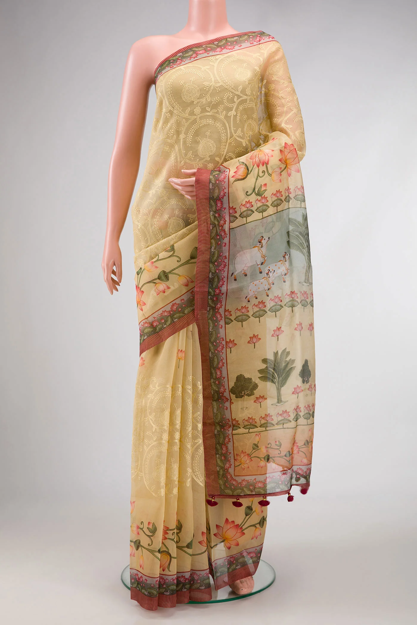 Sandal Organza Silk Saree