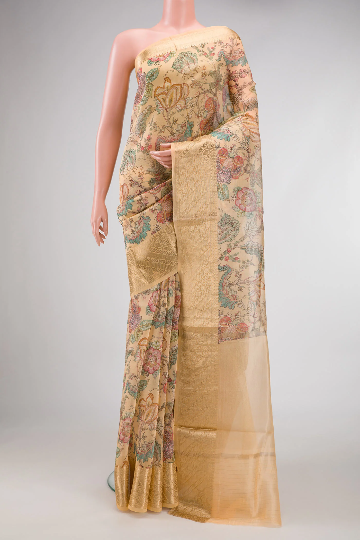 Sandal Organza Silk Saree