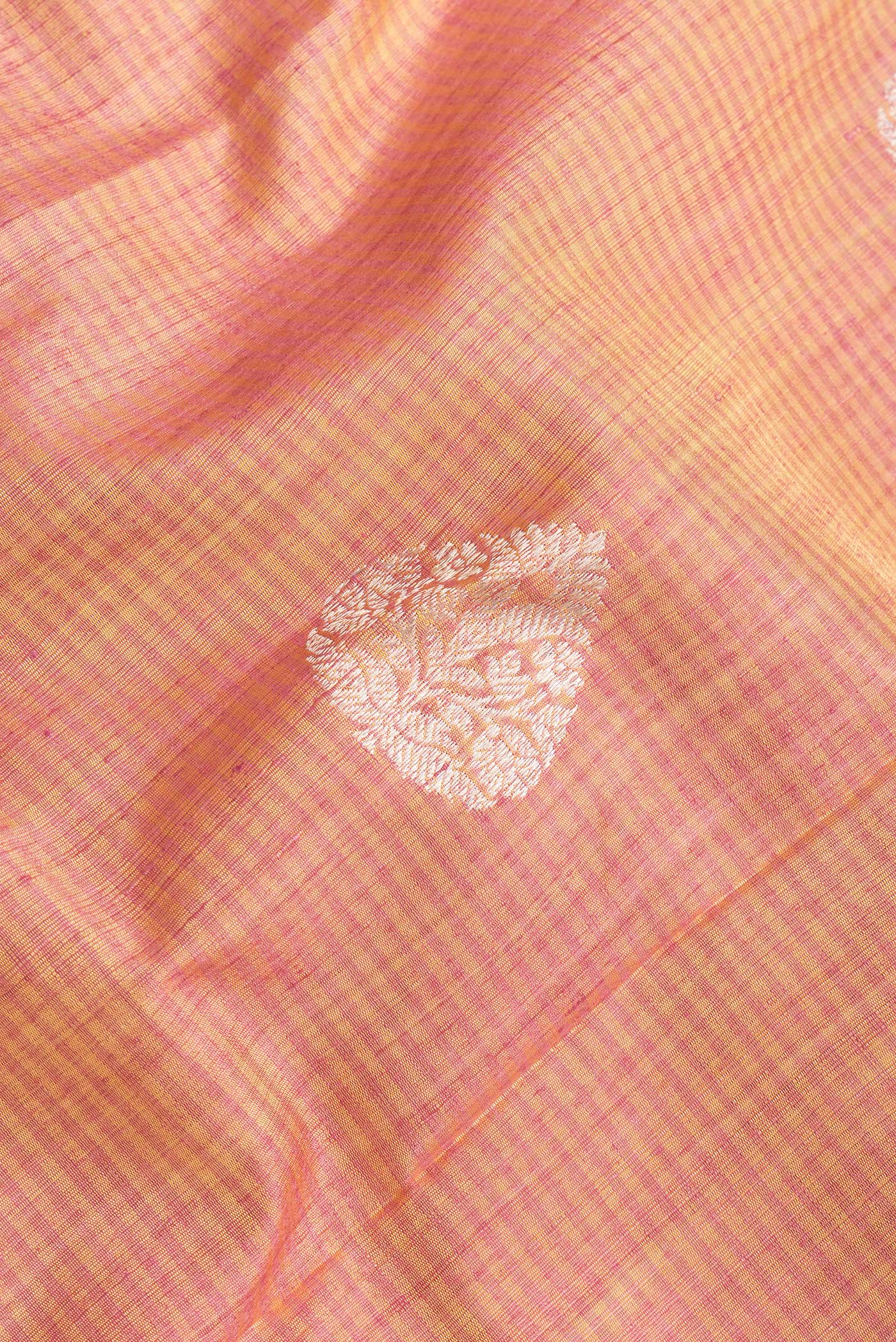 Pinkish Yellow Dual Tone Banarasi Tussar Silk Saree - Image 2