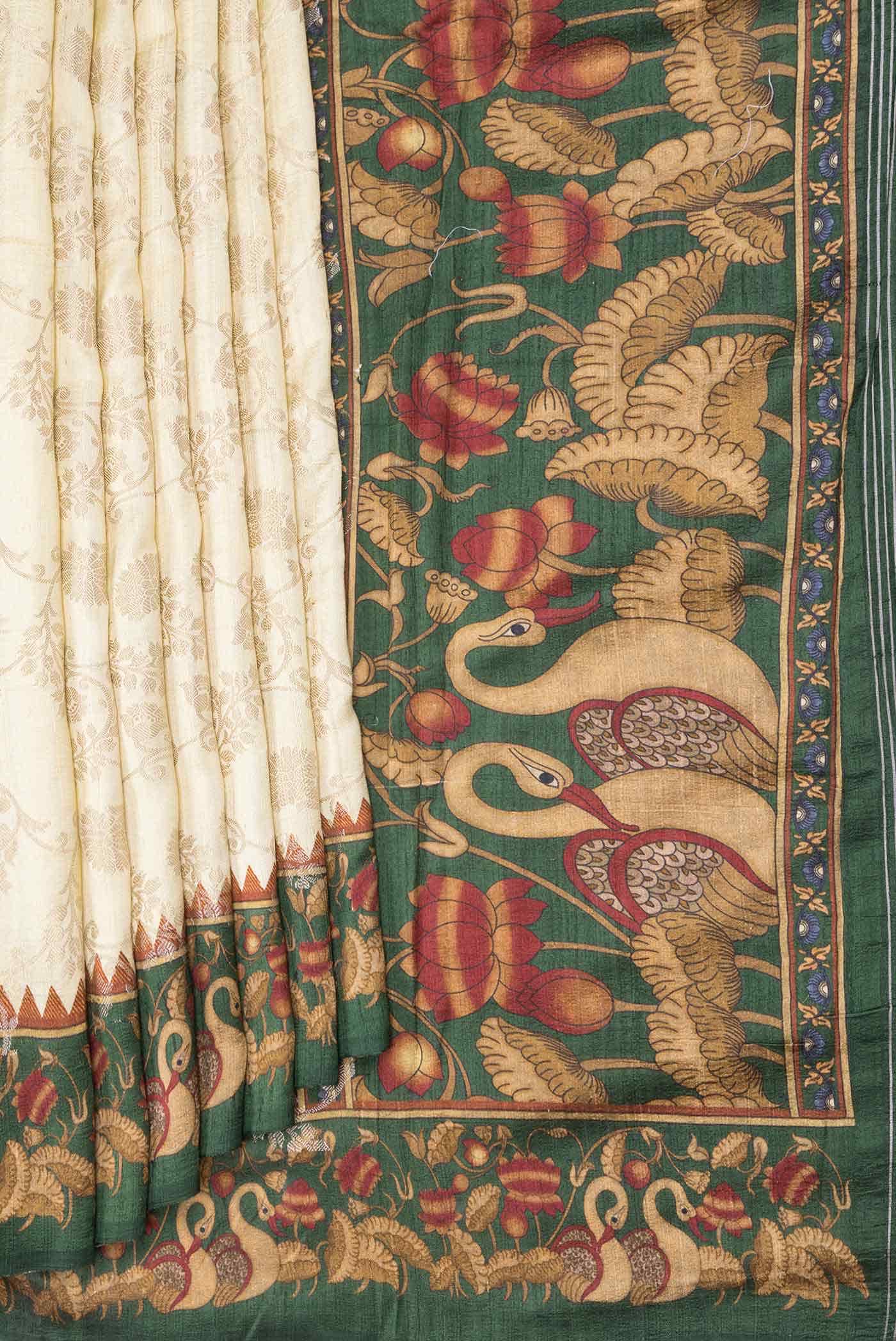 Sandal Dual Tone Raw Silk Saree - Image 2
