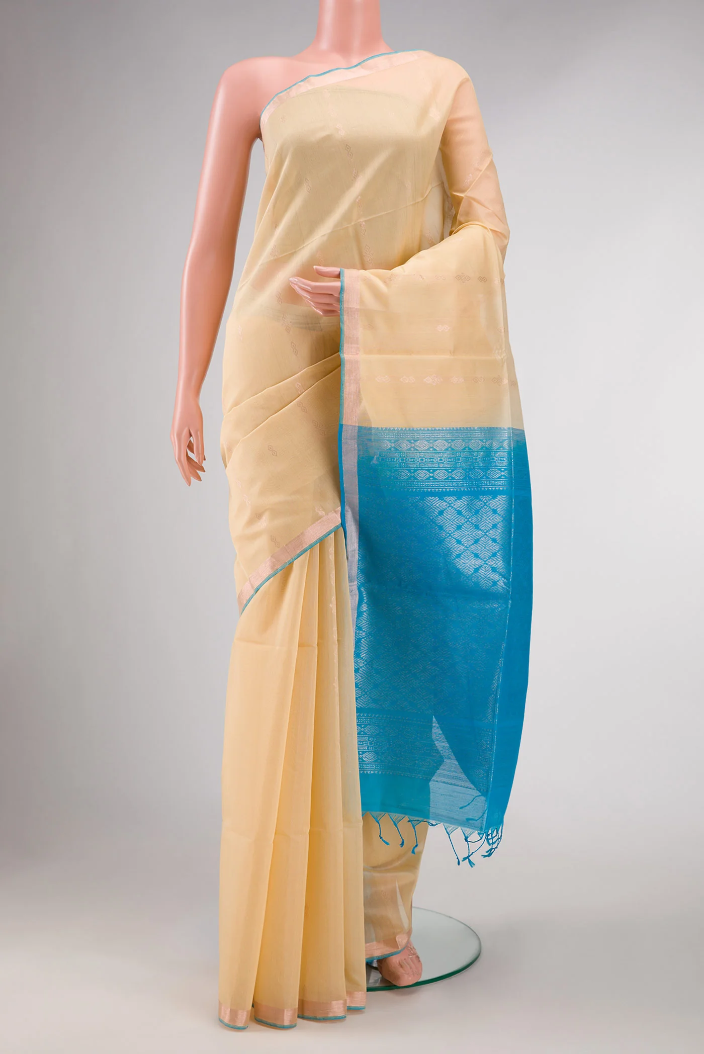 Sandal Dual Tone Silk Cotton Saree