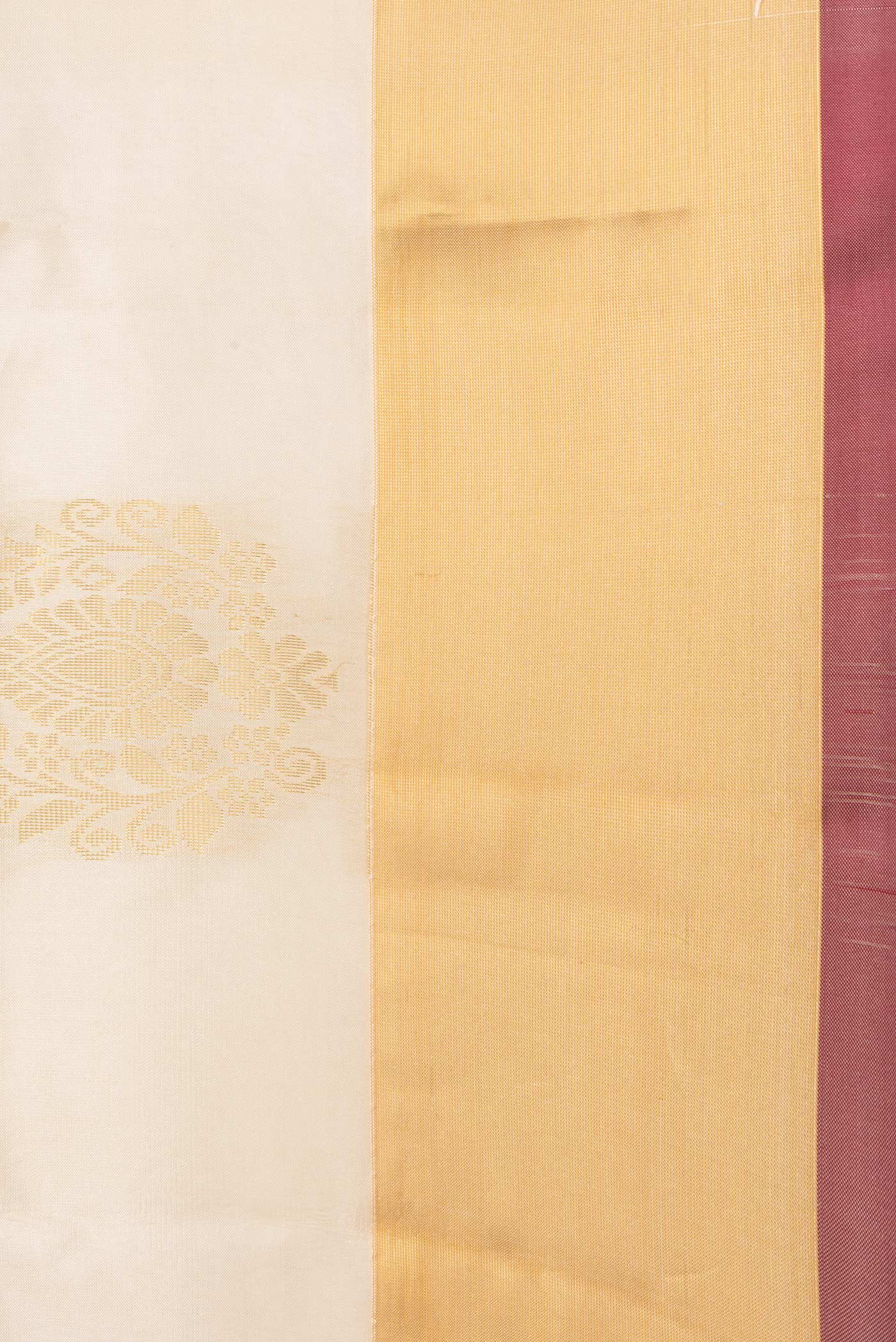 Cream Soft Silk Saree - Image 3