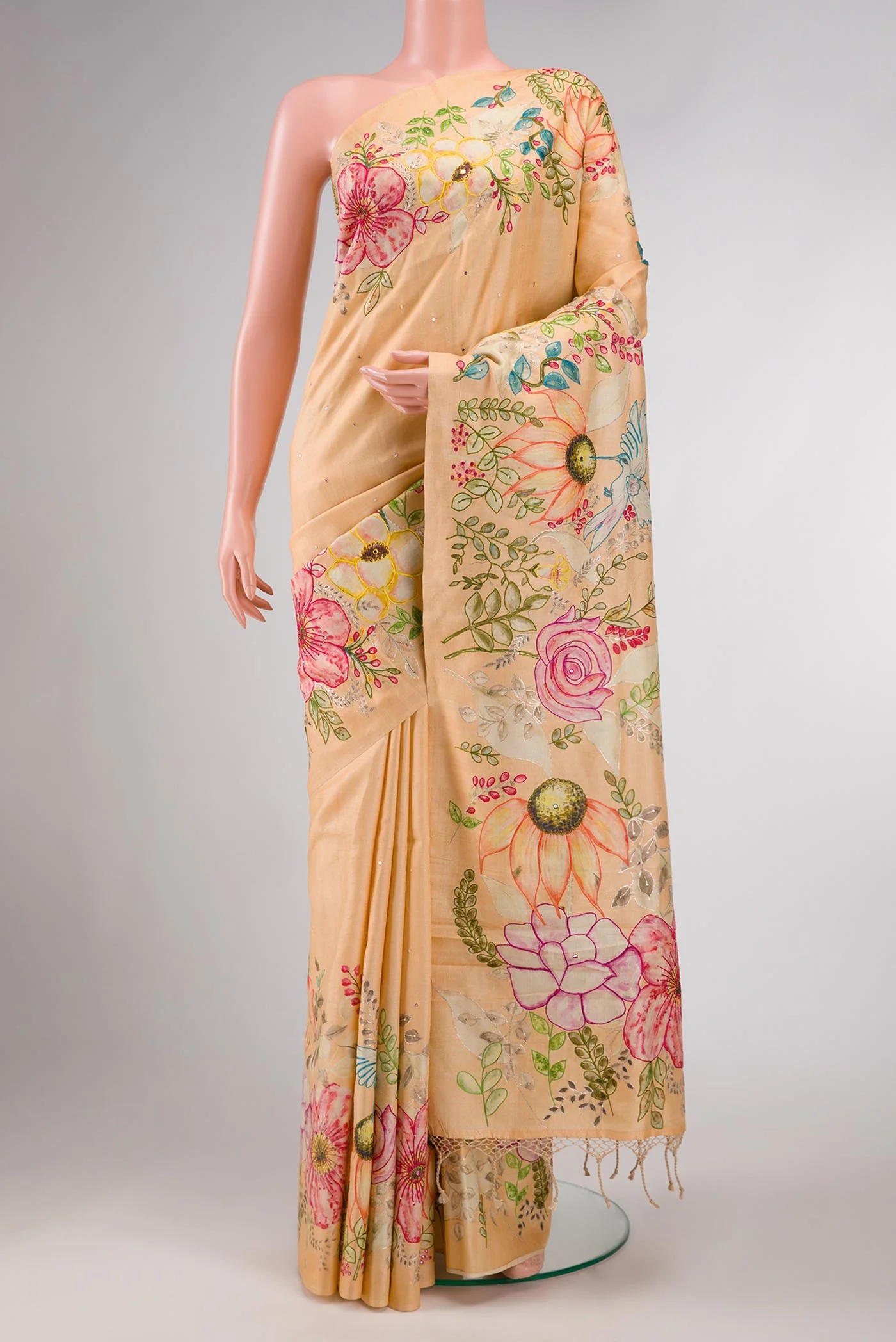 Sandal Dual Tone Tussar Silk Saree