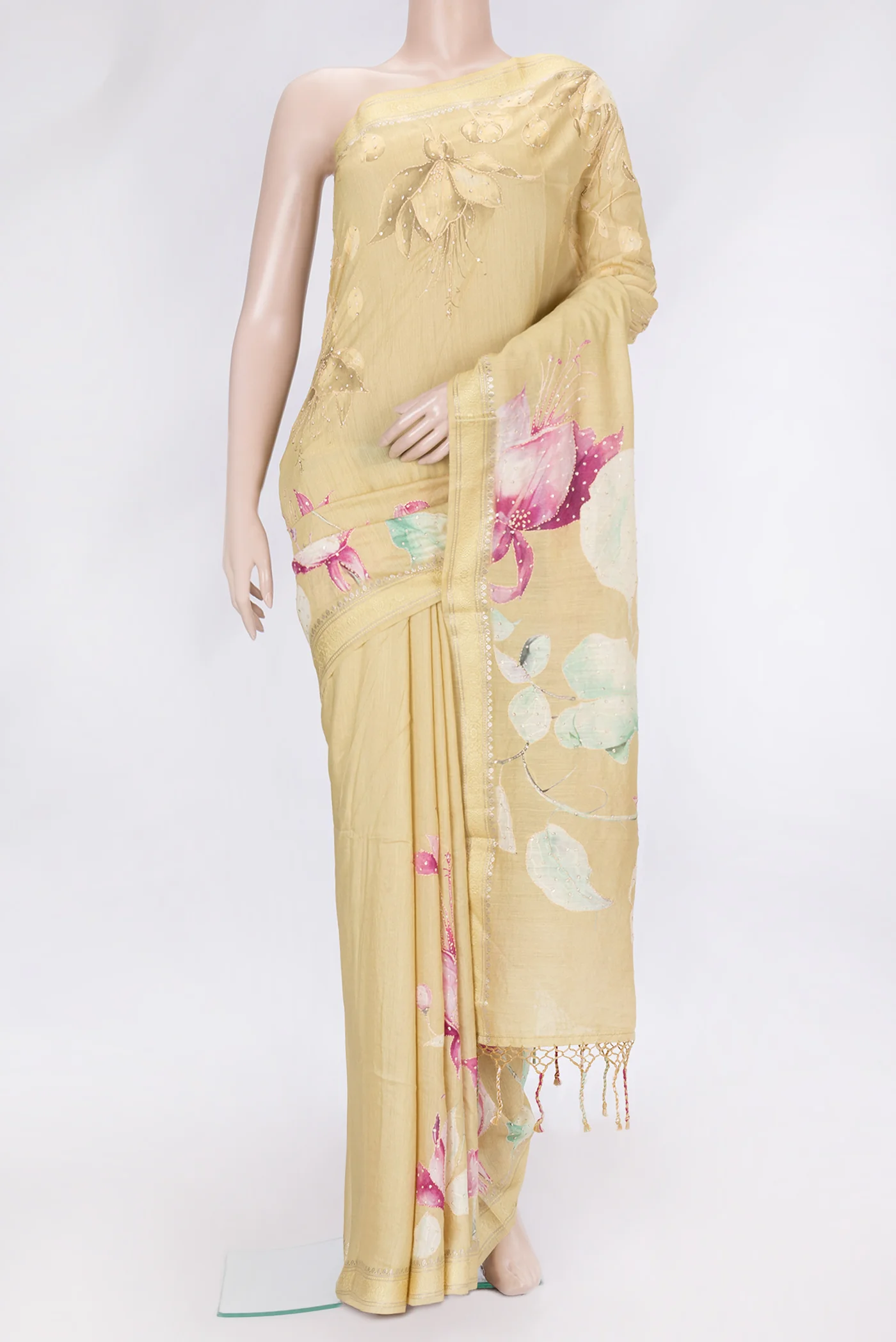 Sandal Dual Tone Tussar Silk Saree