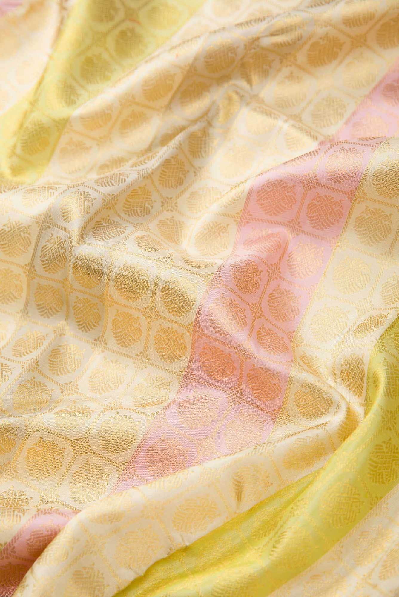 Pure Silk Pure Zari Multi Color Kanjivaram Saree - Image 3