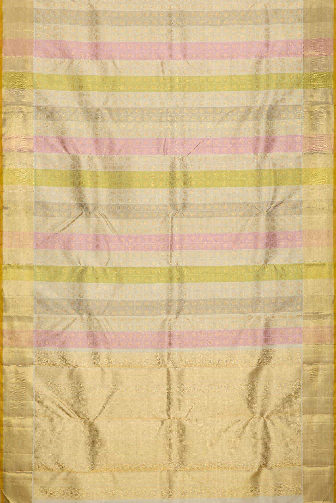 Pure Silk Pure Zari Multi Color Kanjivaram Saree - Image 4