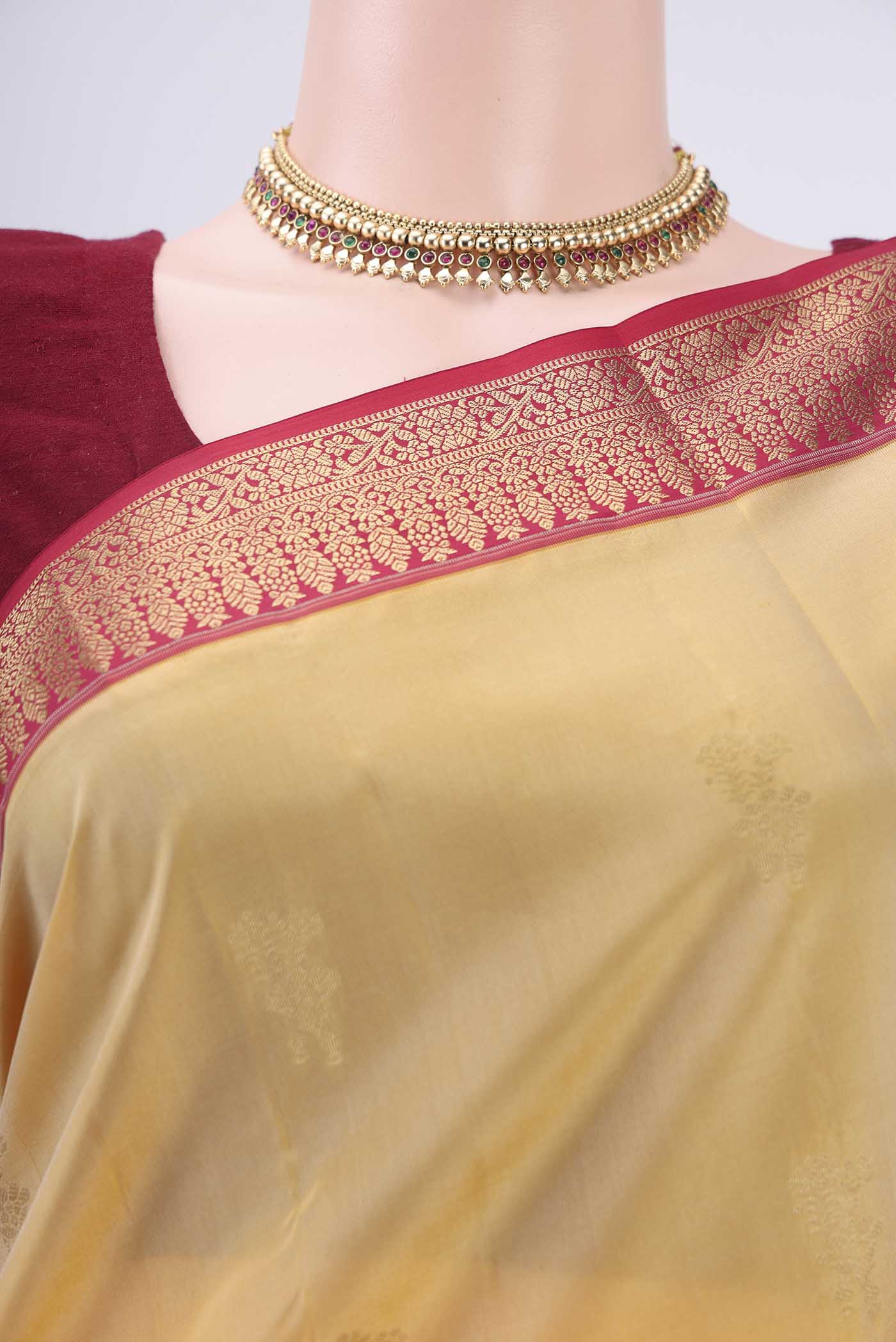 Sandal Kanchipuram Silk Saree - Image 2