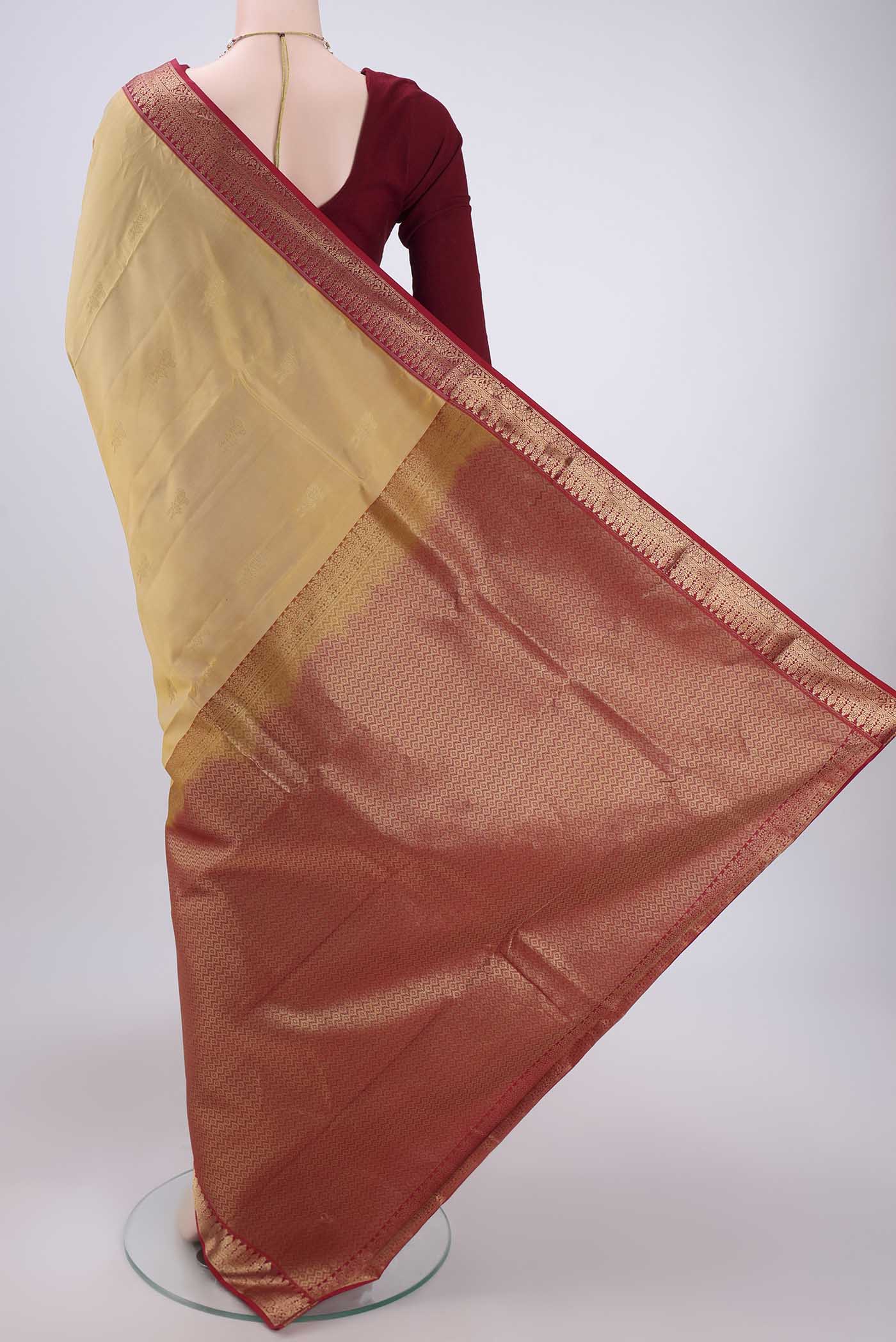 Sandal Kanchipuram Silk Saree - Image 3