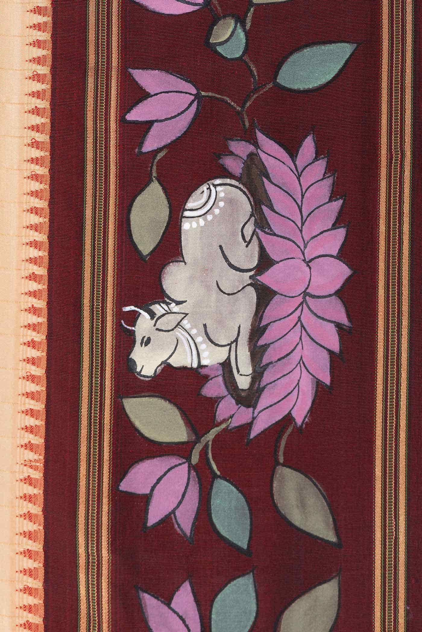 Sandal Kanchipuram Silk Saree - Image 5