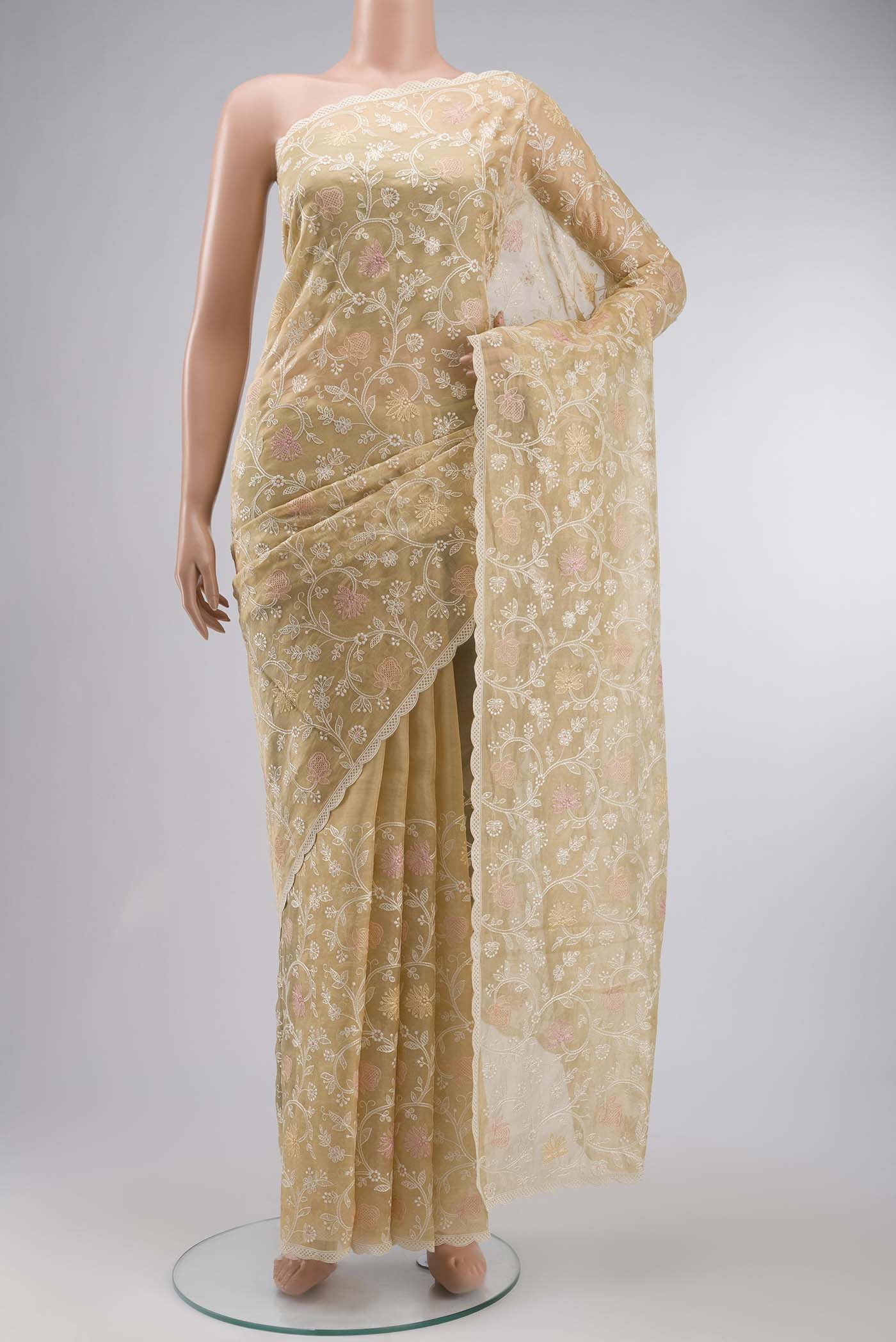 Sandal Organza Silk Saree