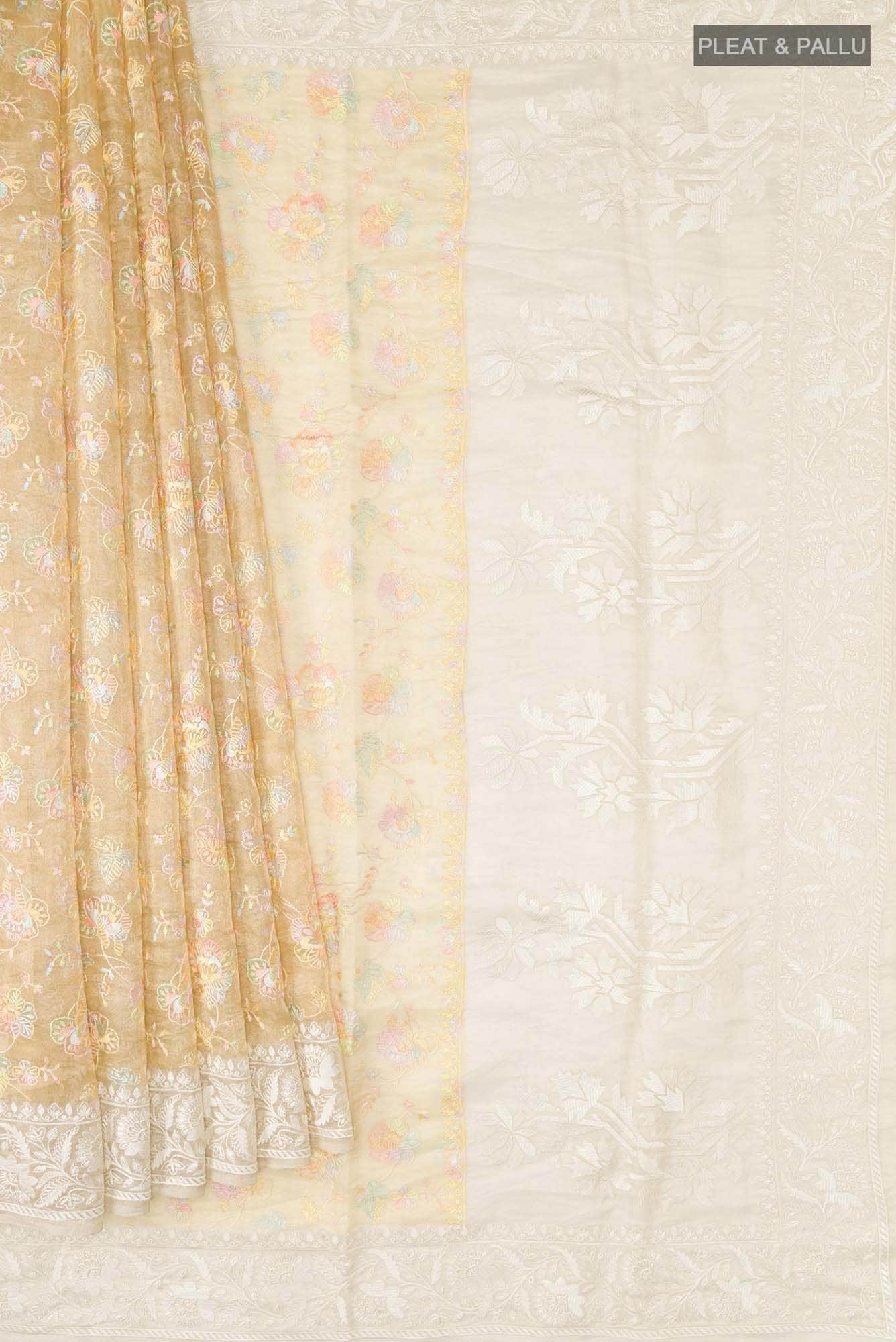 Sandal Organza Silk Saree - Image 2