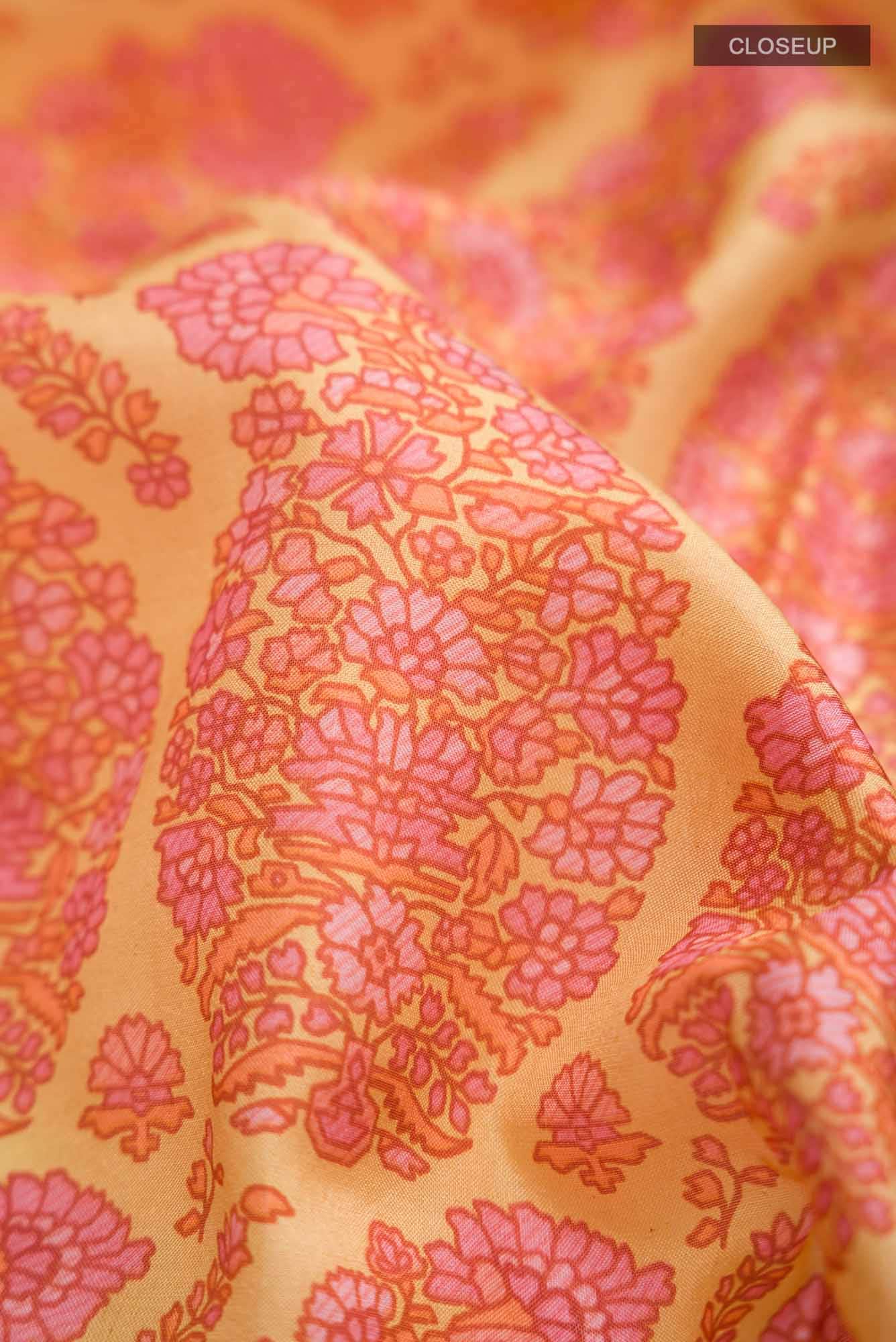 Sandal Printed Silk Saree - Image 2