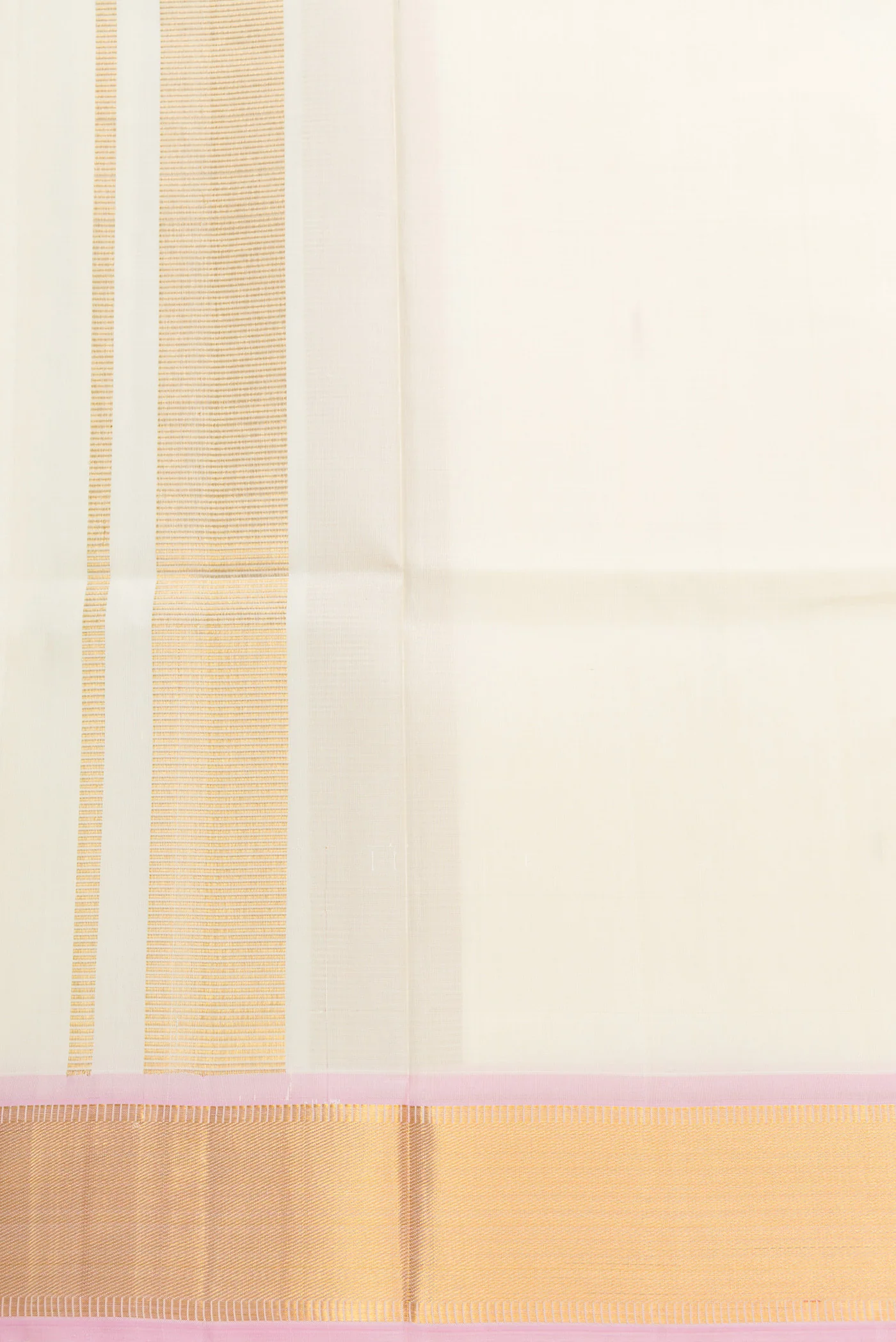 Cream Silk Dhoti With Angavastram (8X4) Muzham - Image 3