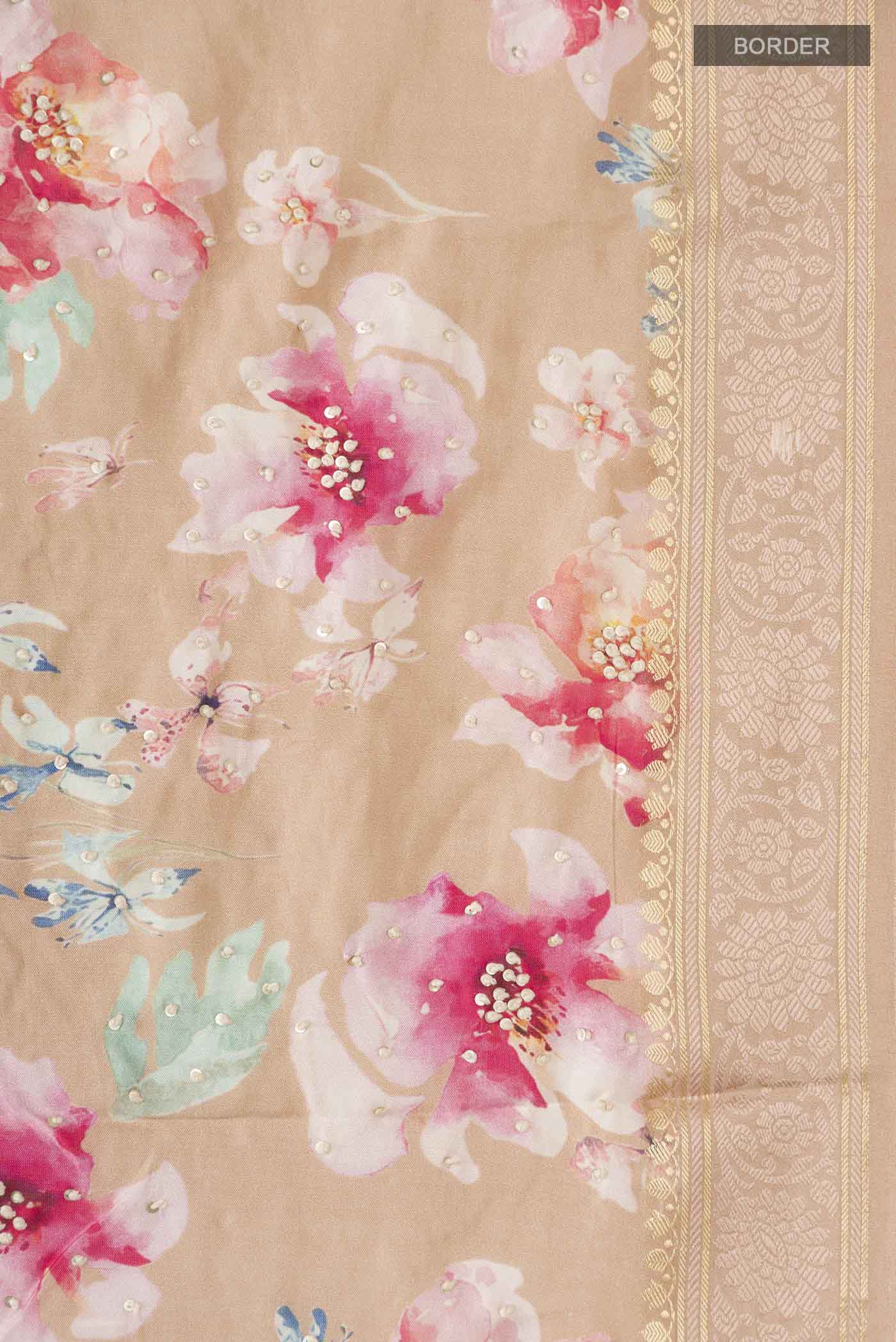 Sandal Tussar Silk Saree - Image 3