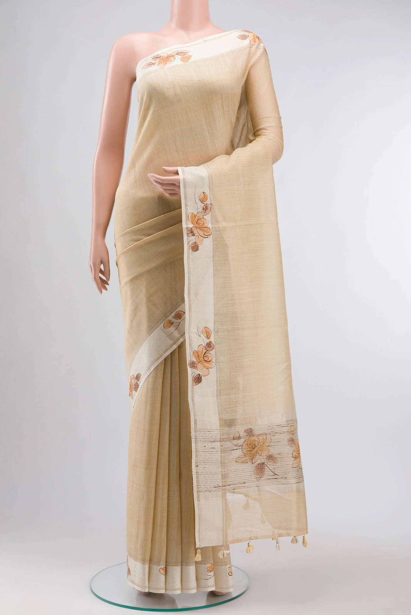 Sandal Tussar Silk Saree