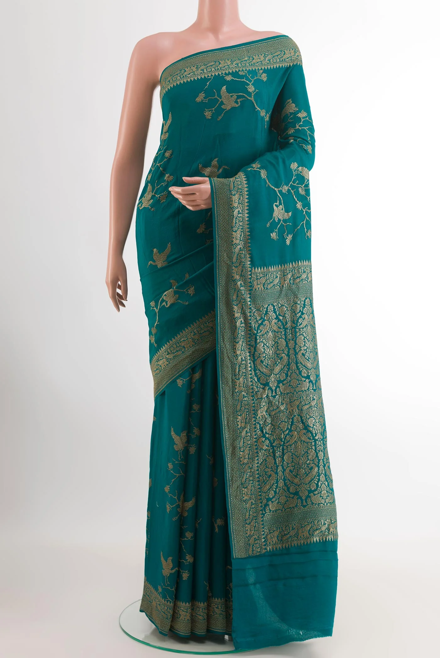 Teal Banarasi Georgette Saree