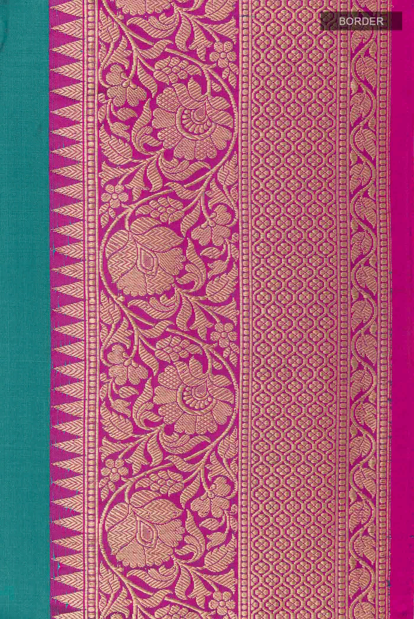 Sea Green Banarasi Katan Silk Saree - Image 3