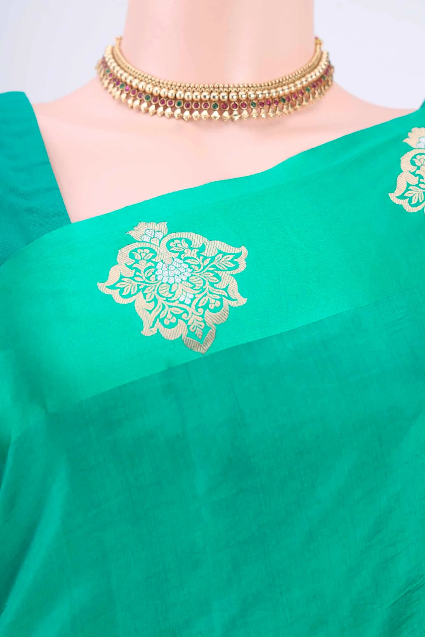 Sea Green Banarasi Katan Silk Saree - Image 2