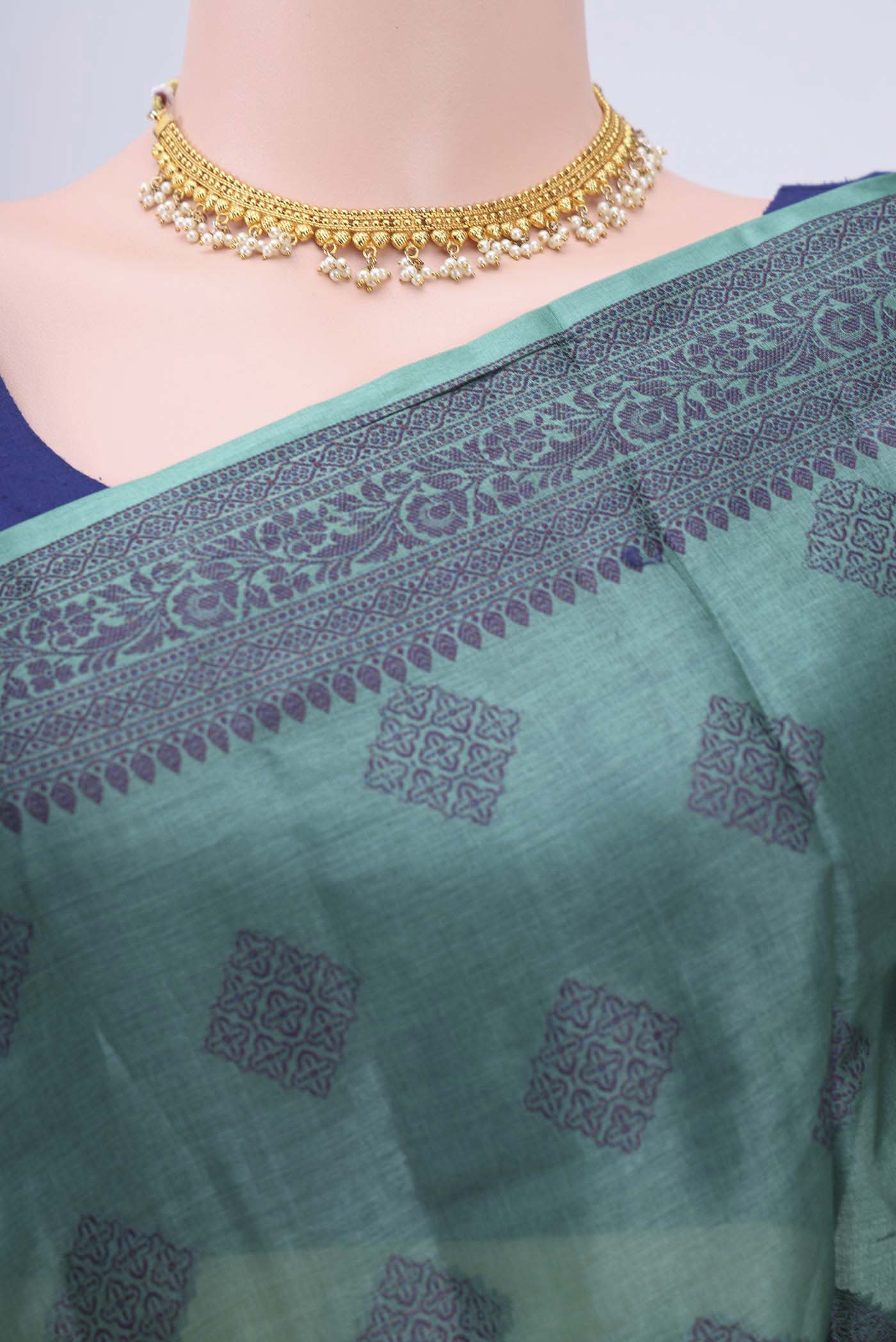 Sea Green Banarasi Raw Silk Saree - Image 2