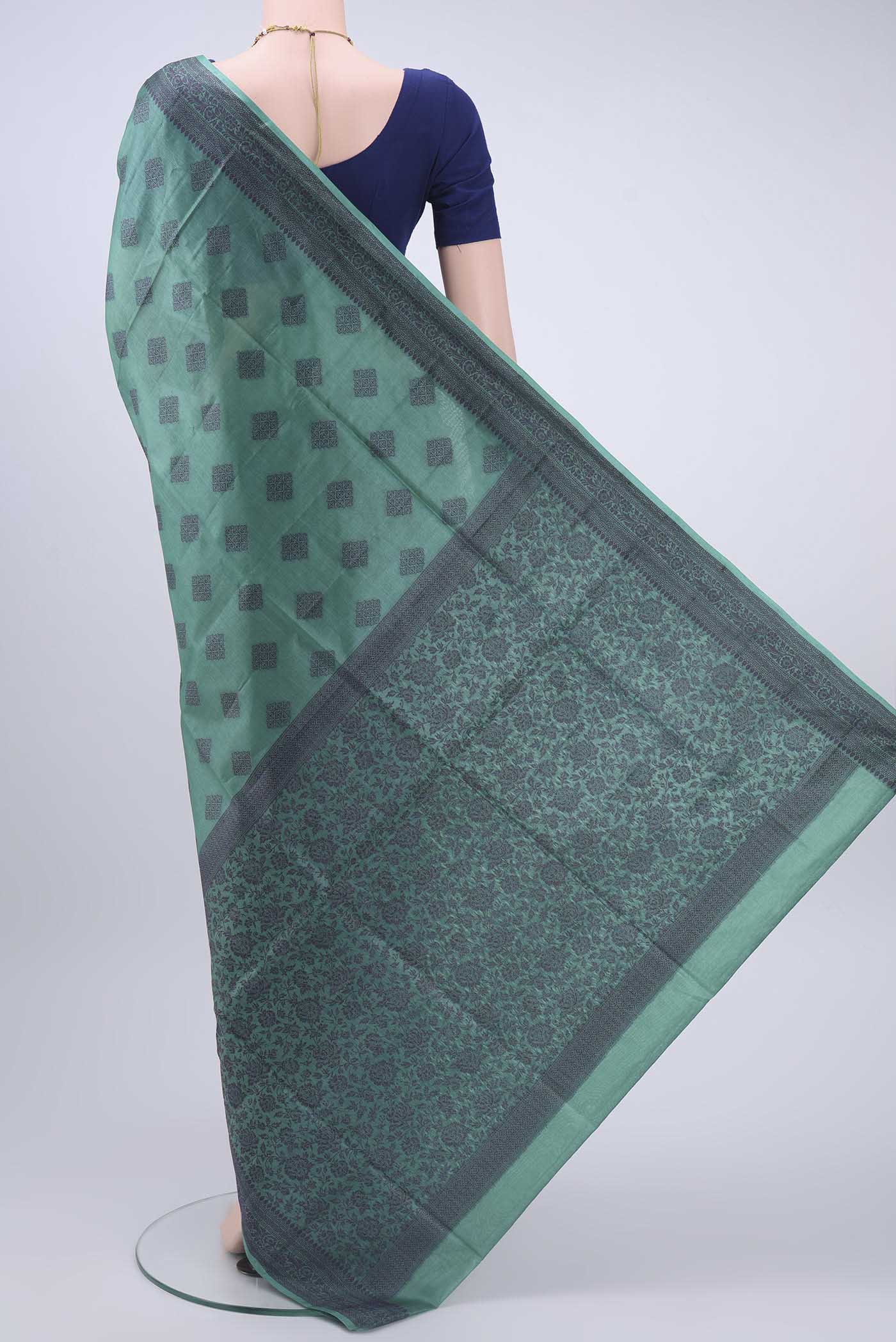Sea Green Banarasi Raw Silk Saree - Image 3