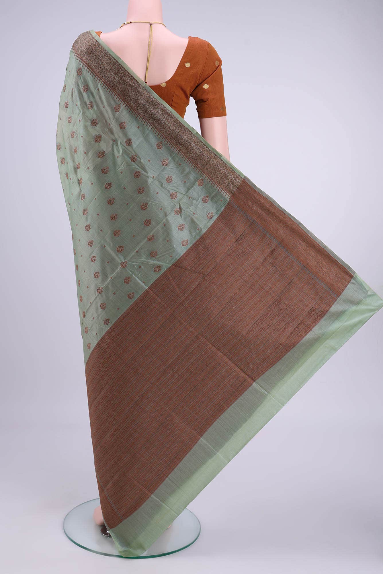 Sea Green Banarasi Raw Silk Saree - Image 2