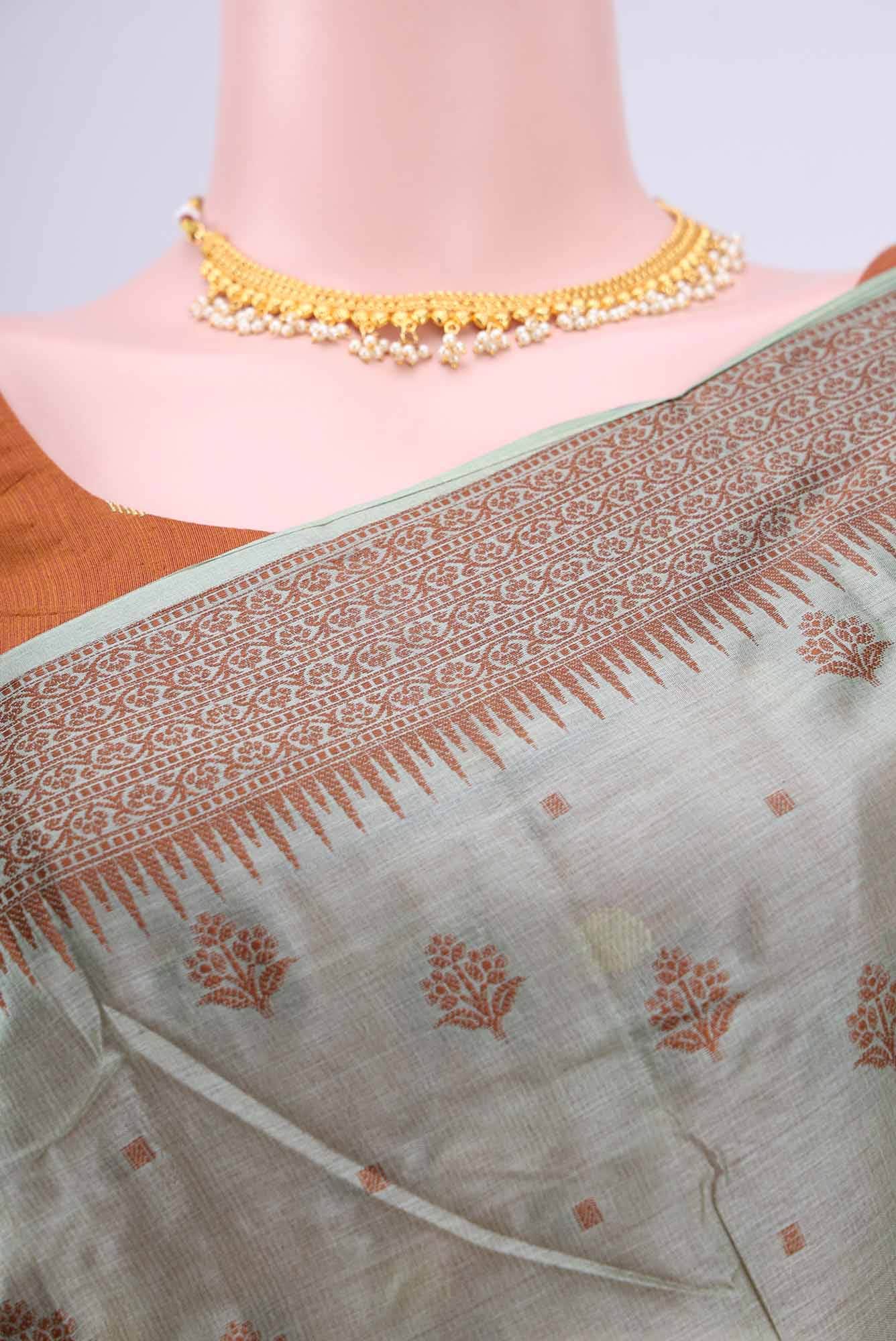 Sea Green Banarasi Raw Silk Saree - Image 3
