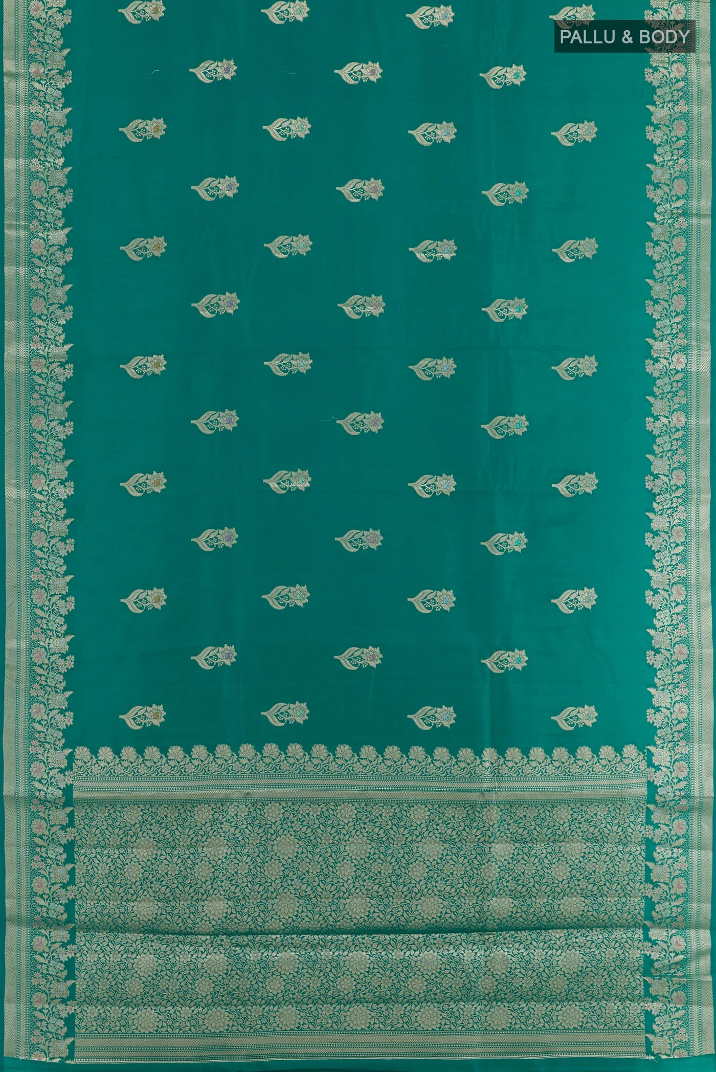 Sea Green Banarasi Raw Silk Saree - Image 3