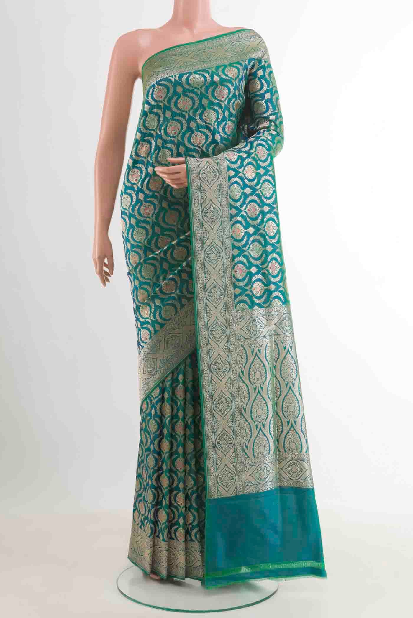 Sea Green Banarasi Silk Saree