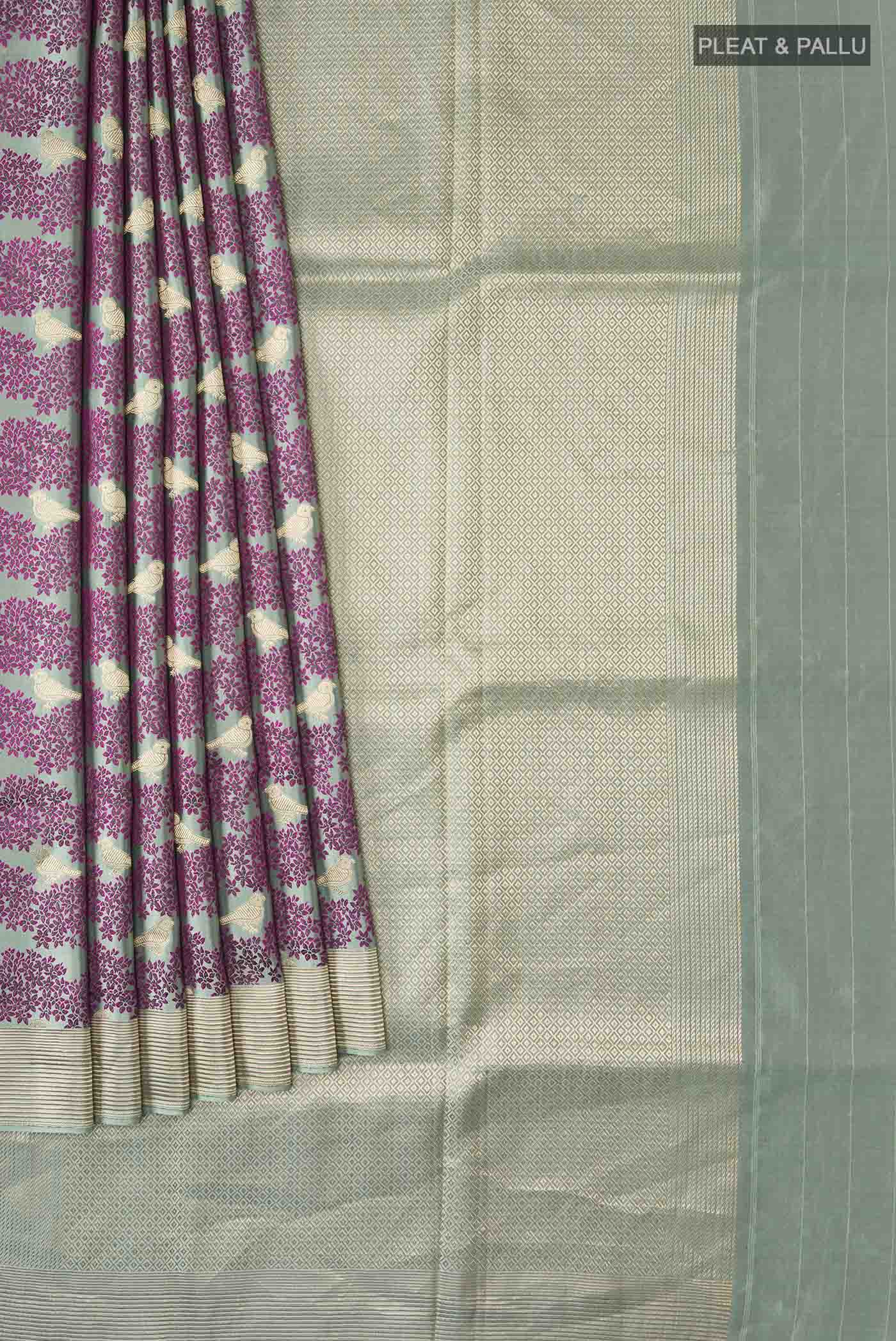Sea Green Banarasi Silk Saree - Image 4