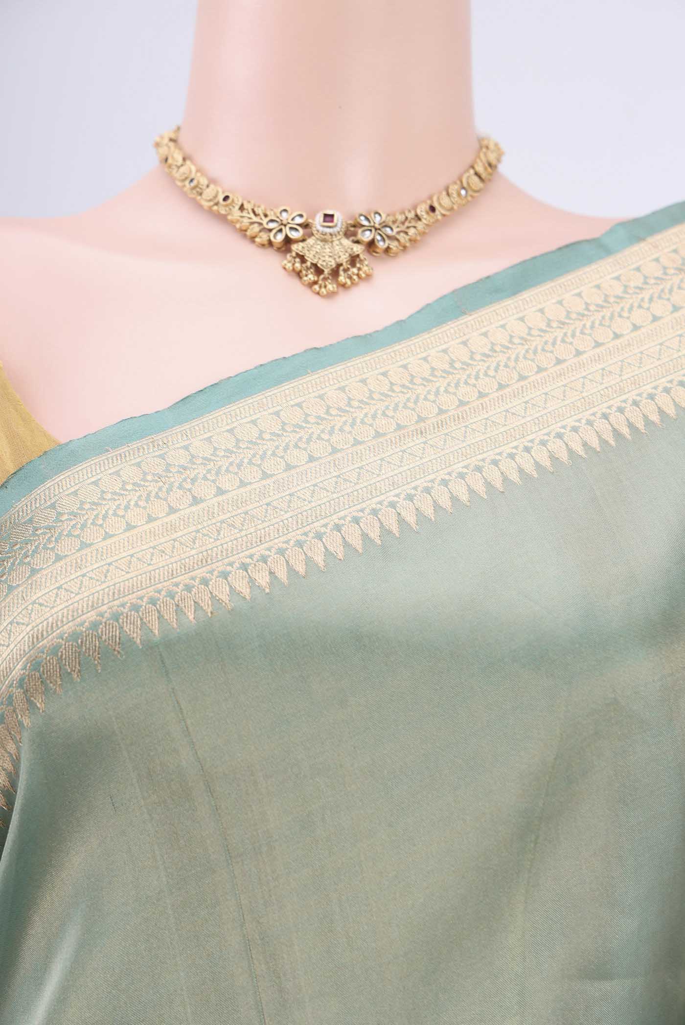 Blue with Gold Color Banarasi Tissue Silk Saree - Image 2