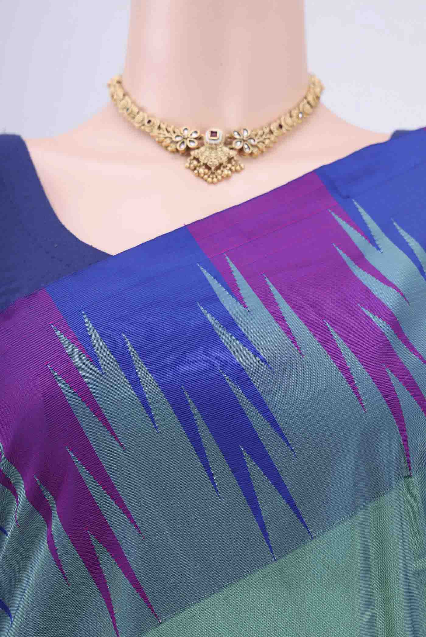 Sea Green Blended Bangalore Silk Saree - Image 2