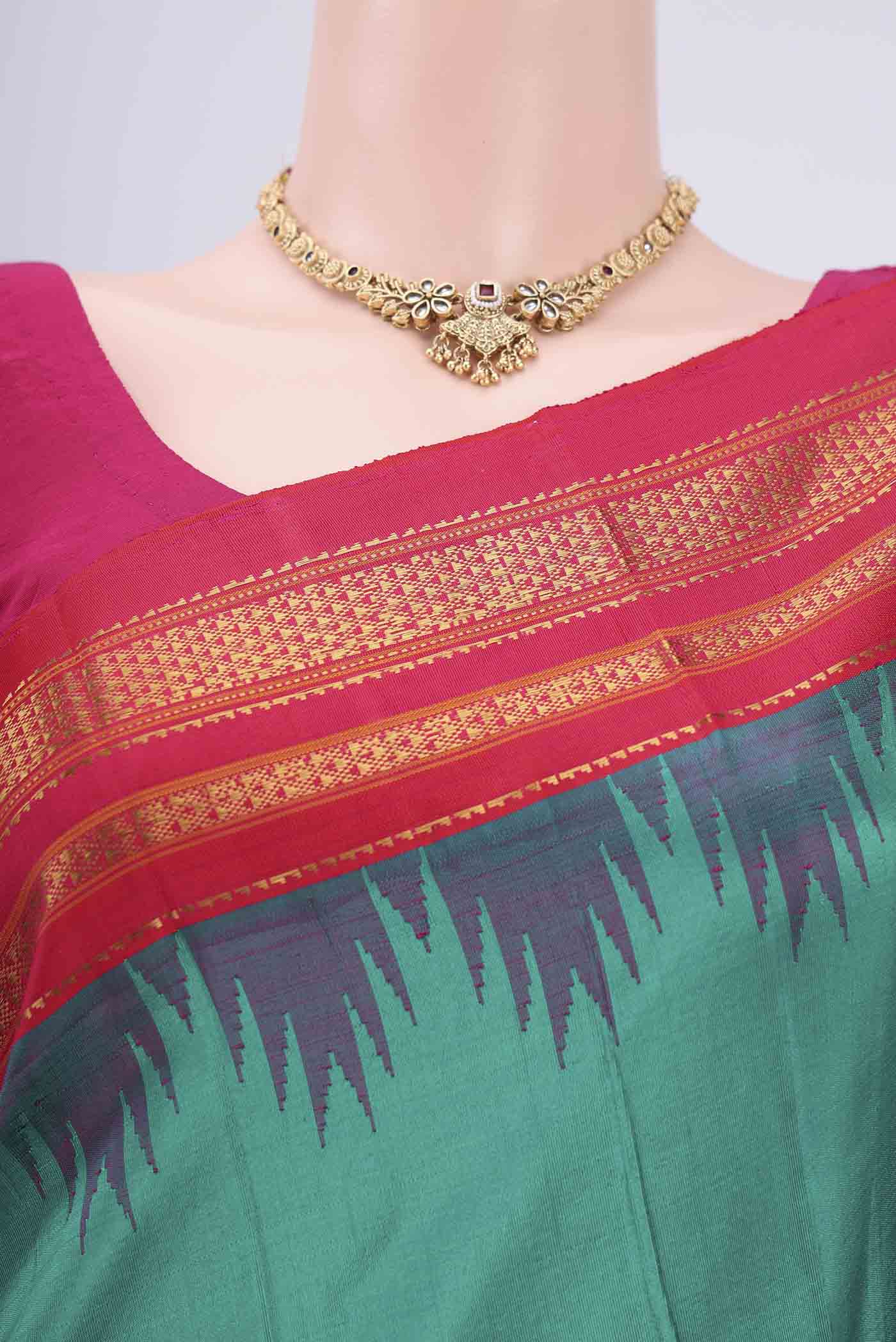 Sea Green Bangalore Silk Saree - Image 2