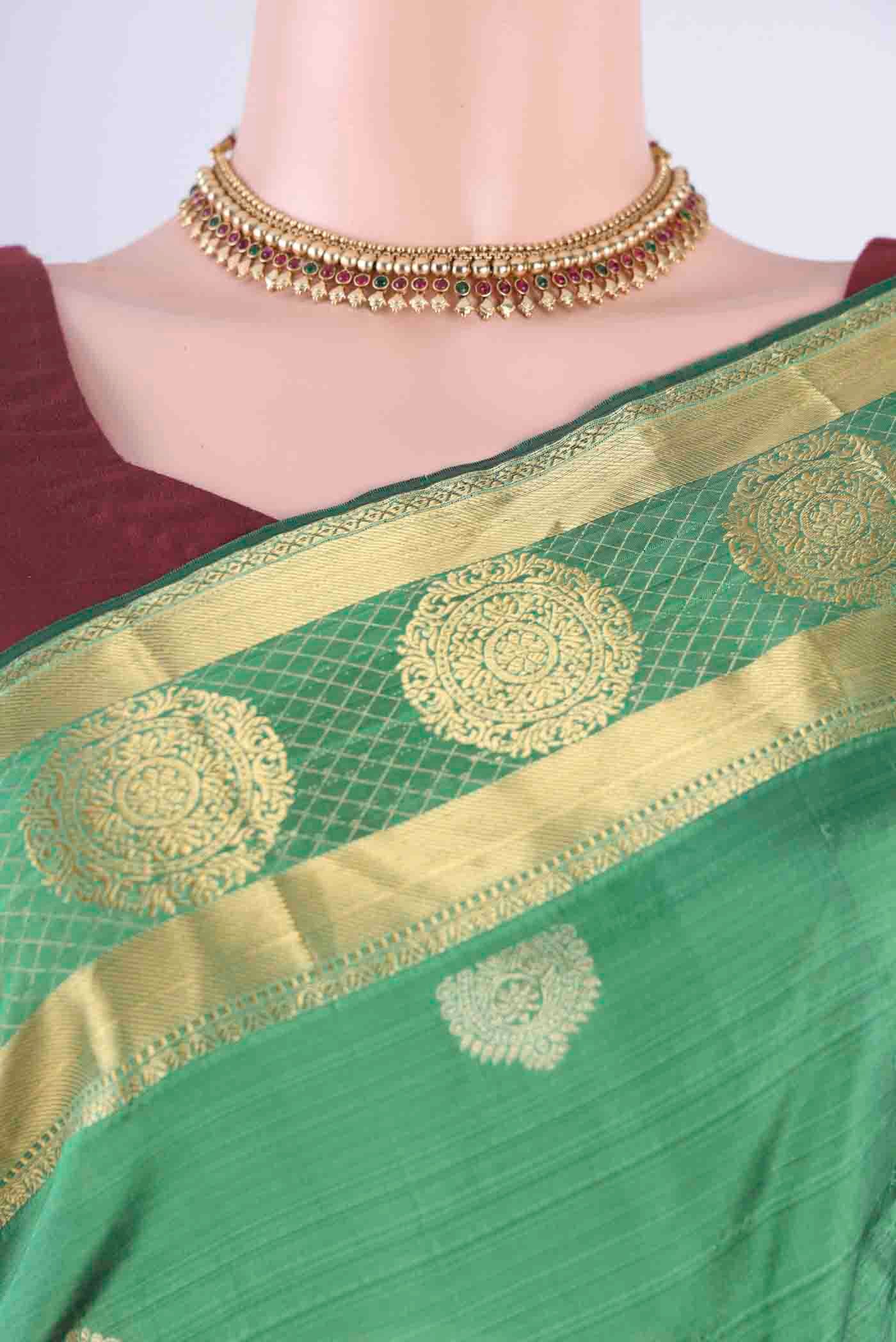 Sea Green Blended Bangalore Silk Saree - Image 2