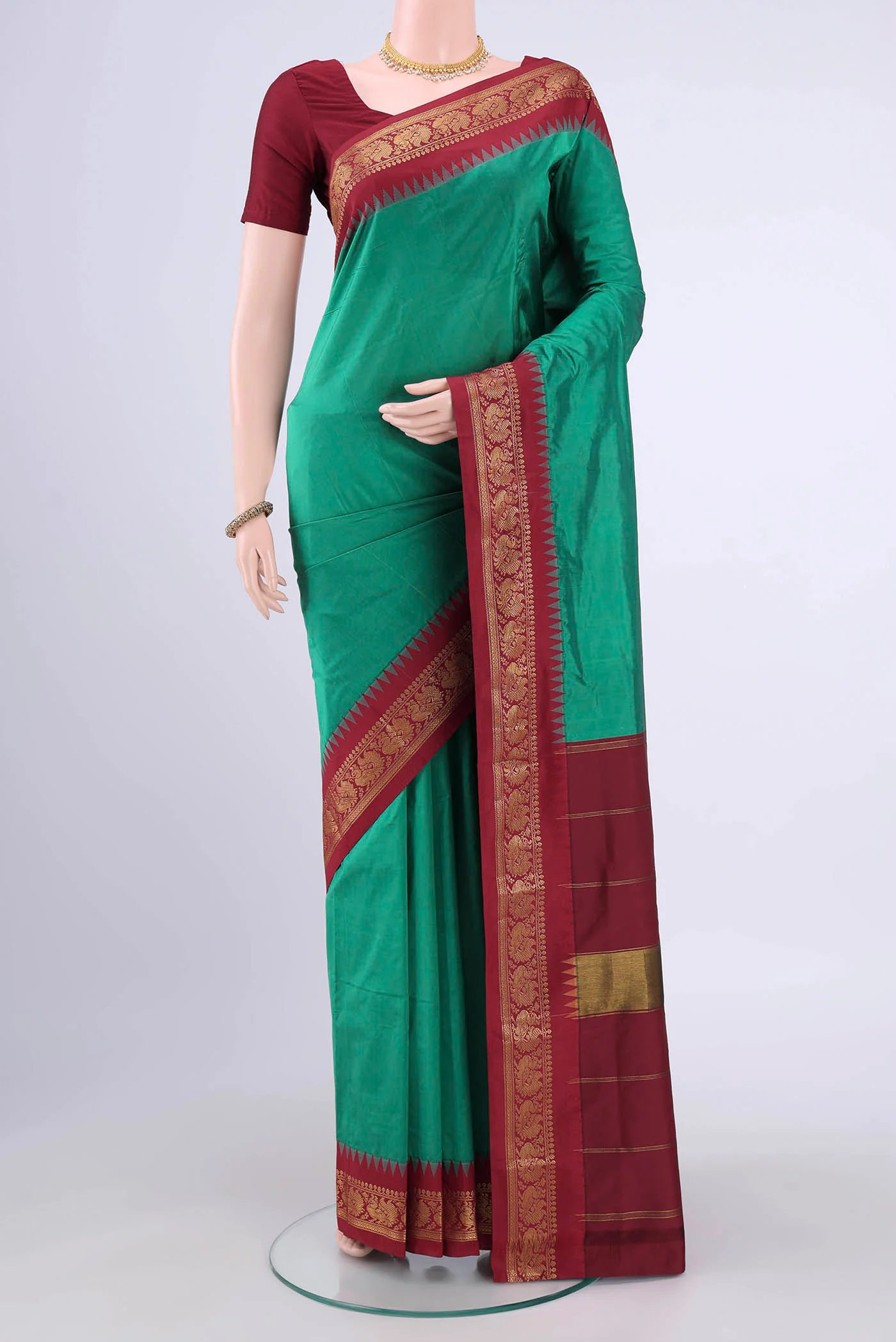 Sea Green Blended Bangalore Silk Saree