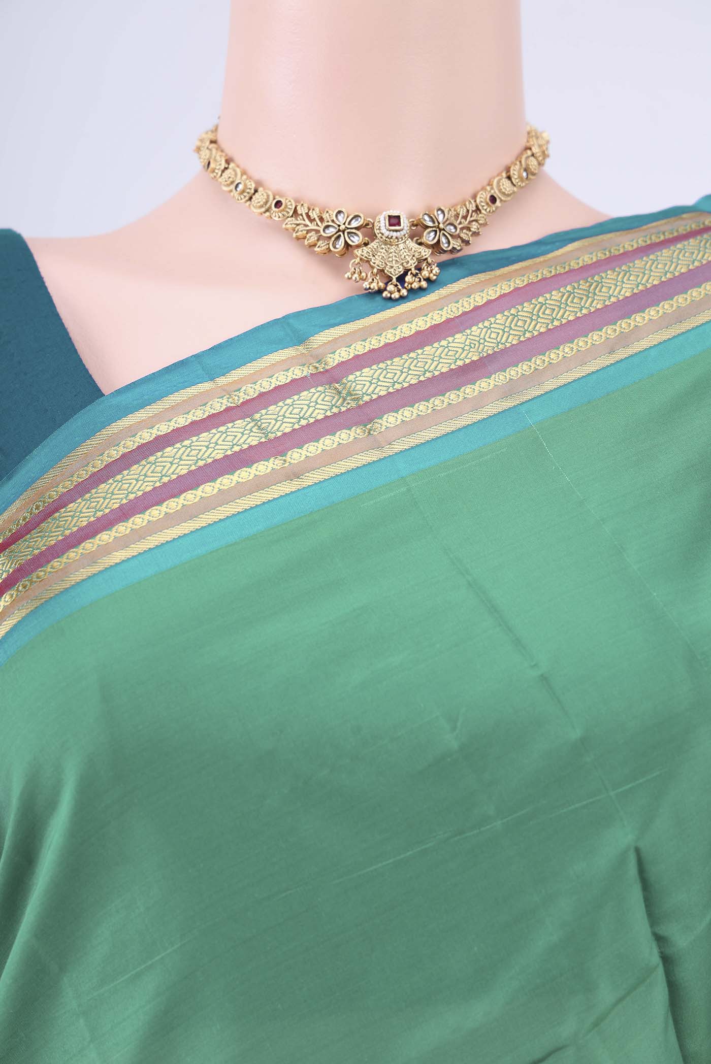 Sea Green Blended Bangalore Silk Saree - Image 2