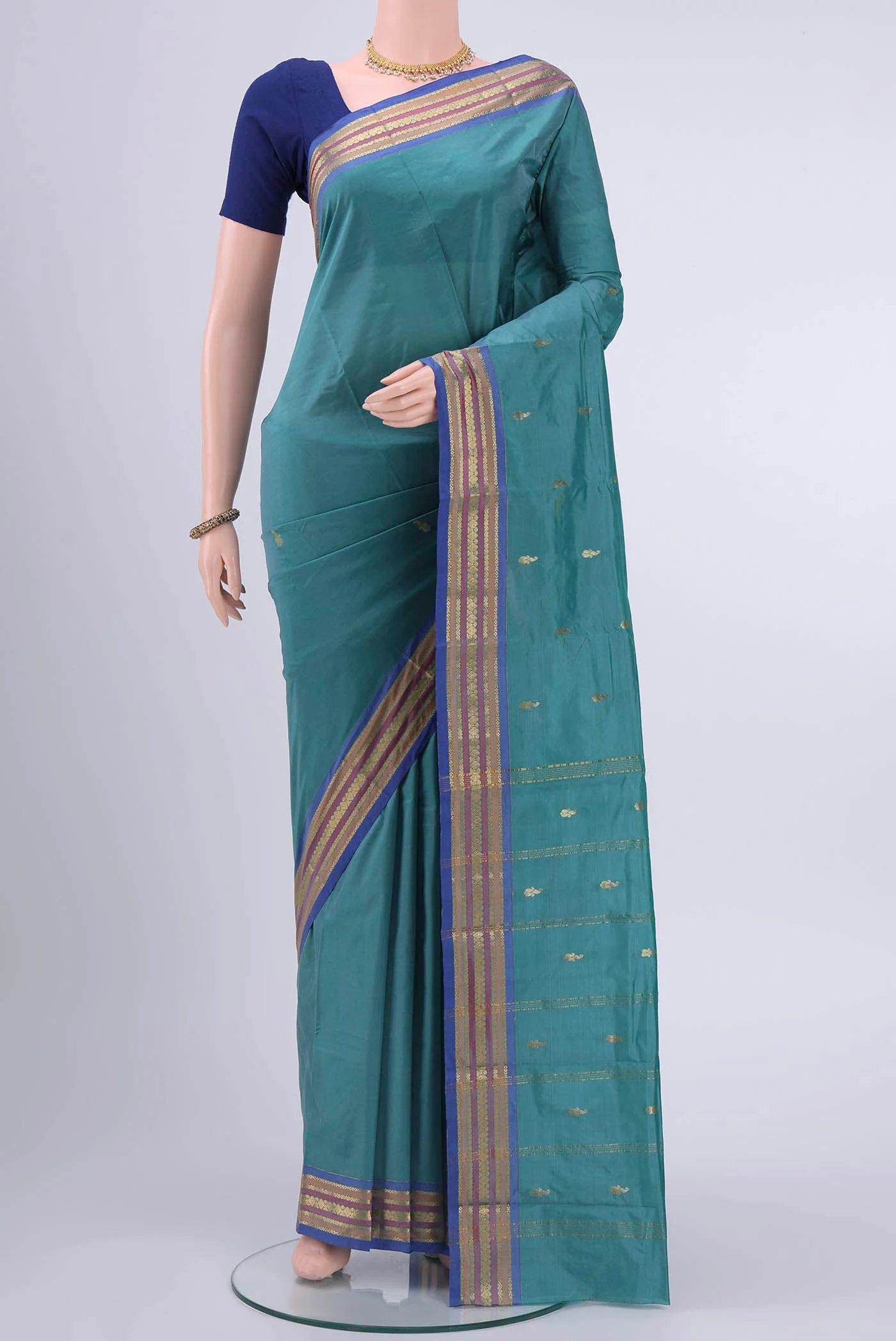 Sea Green Blended Bangalore Silk Saree