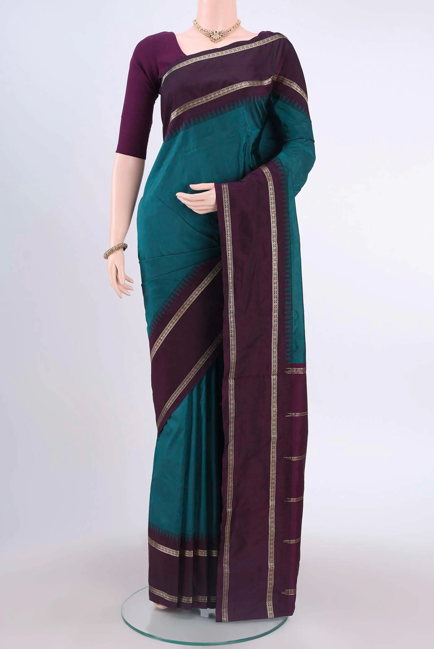 Blue Blended Bangalore Silk Saree