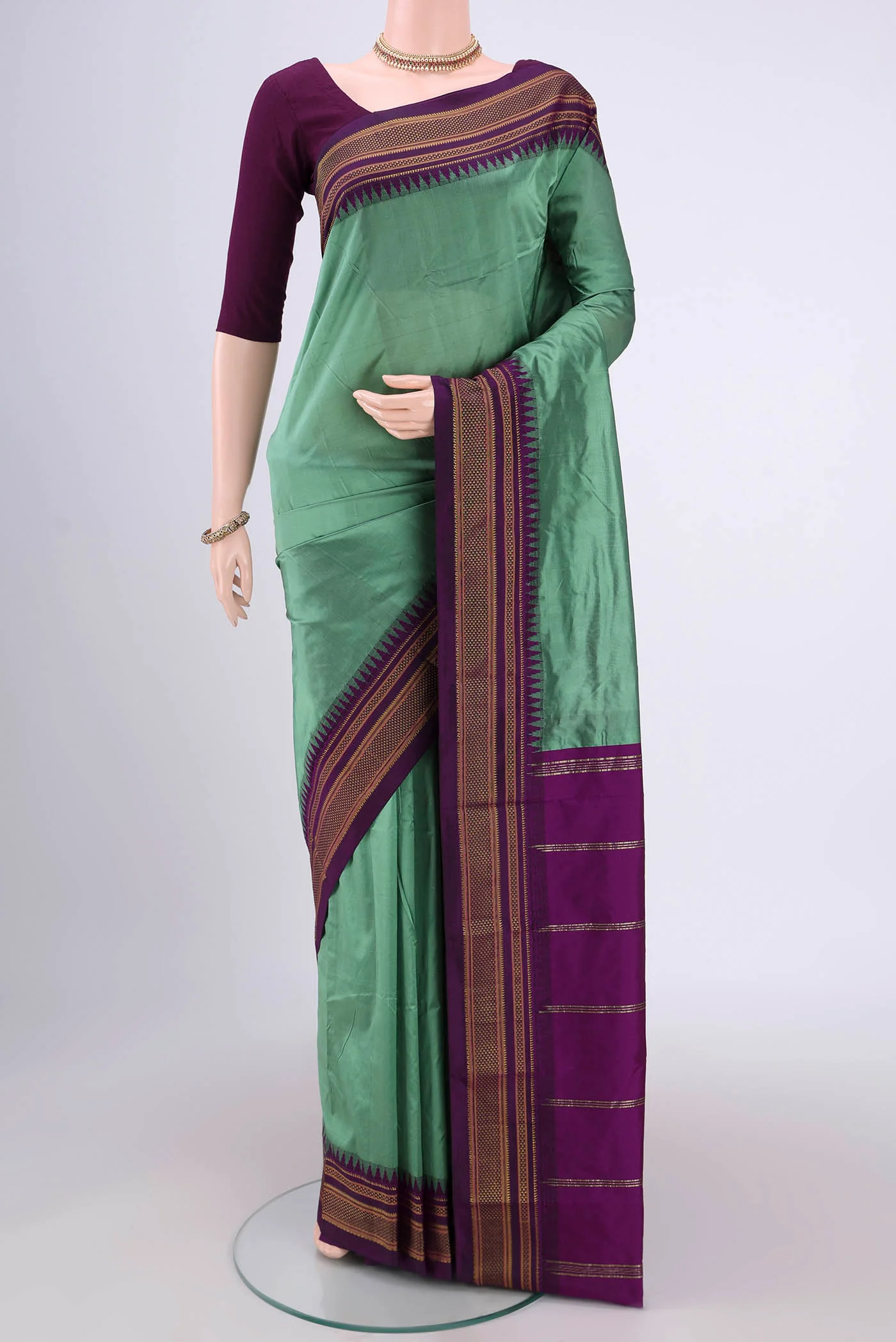 Sea Green Blended Bangalore Silk Saree