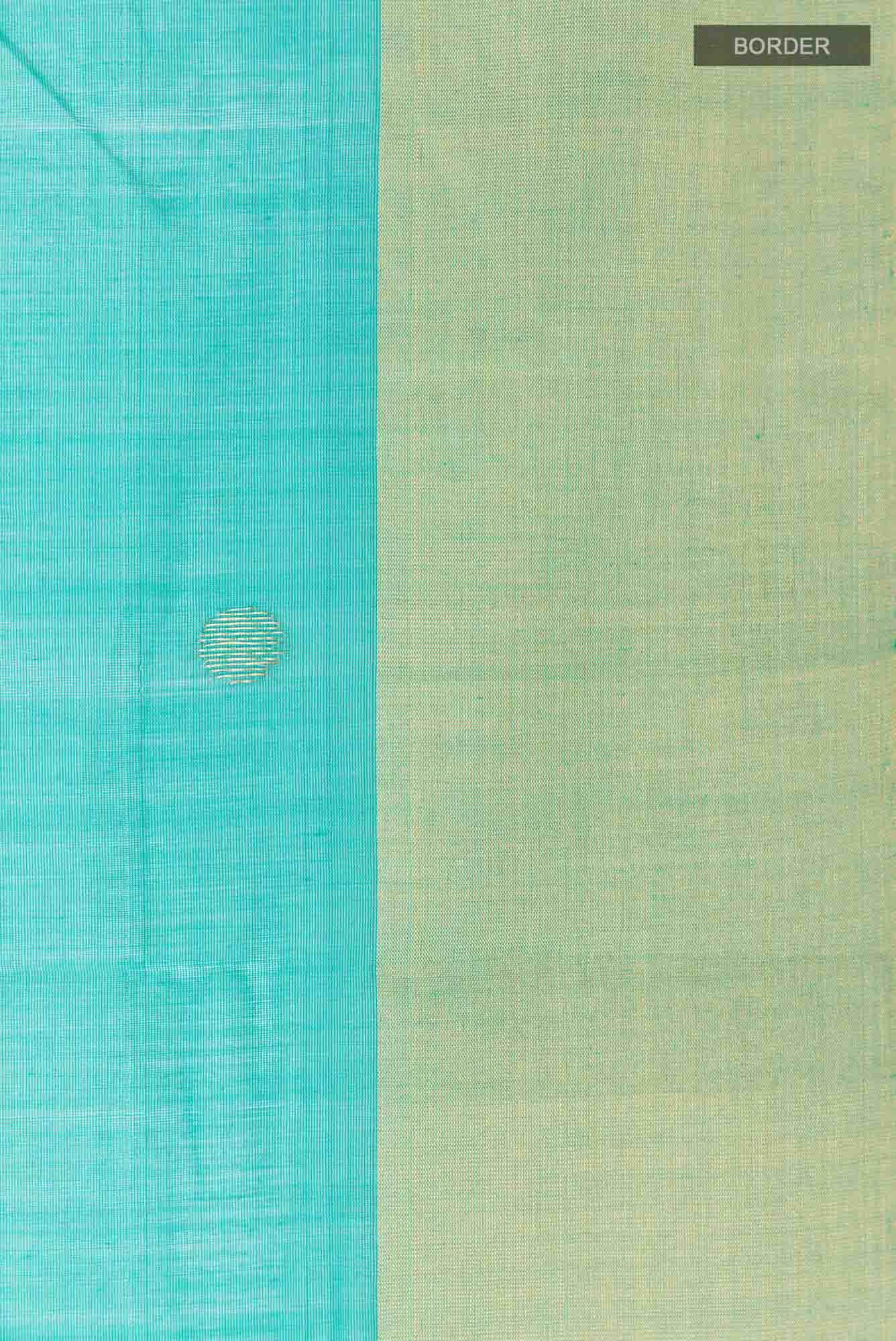 Turquoise Chanderi Silk Cotton Saree - Image 4