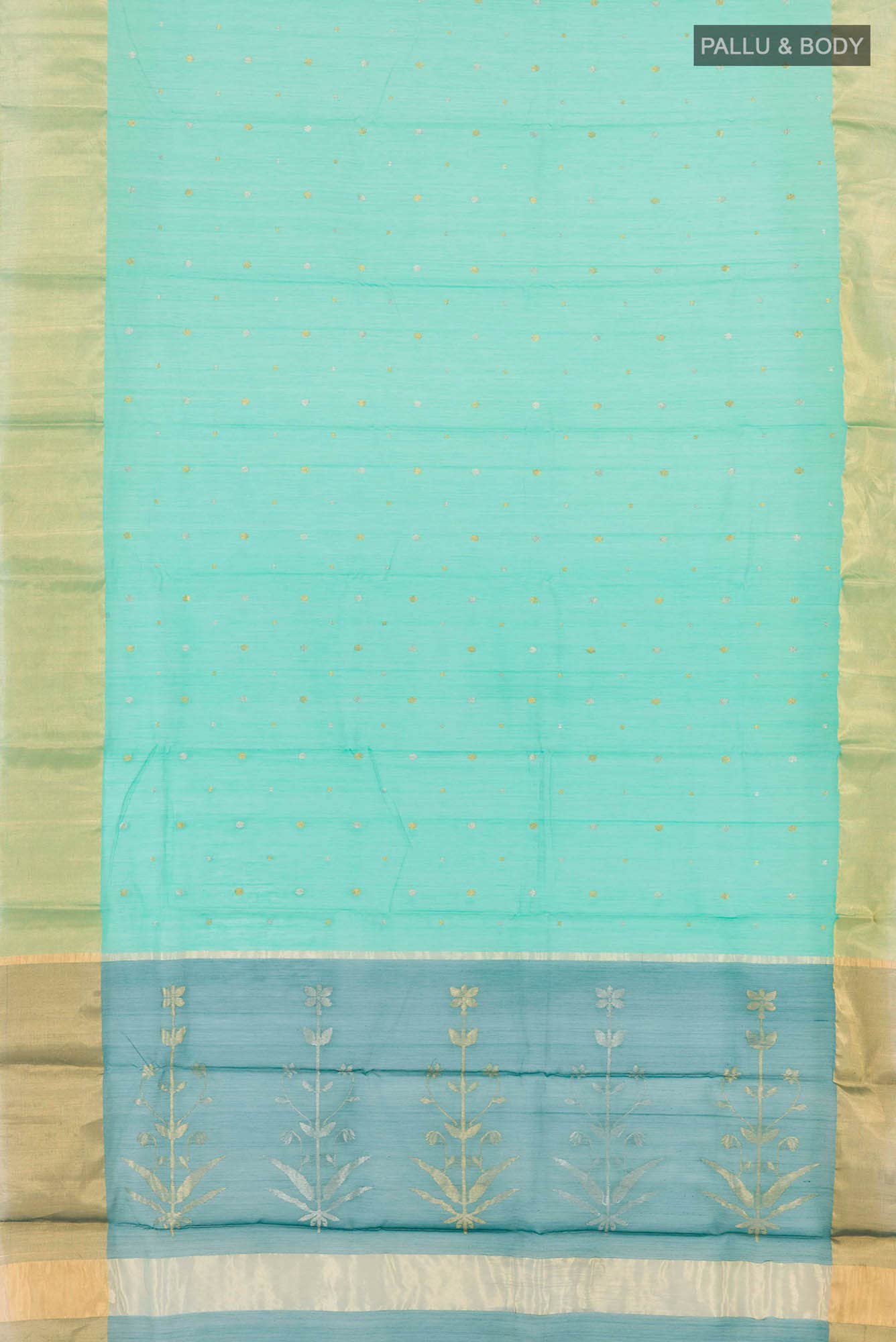 Sea Green Chanderi Silk Cotton Saree - Image 3