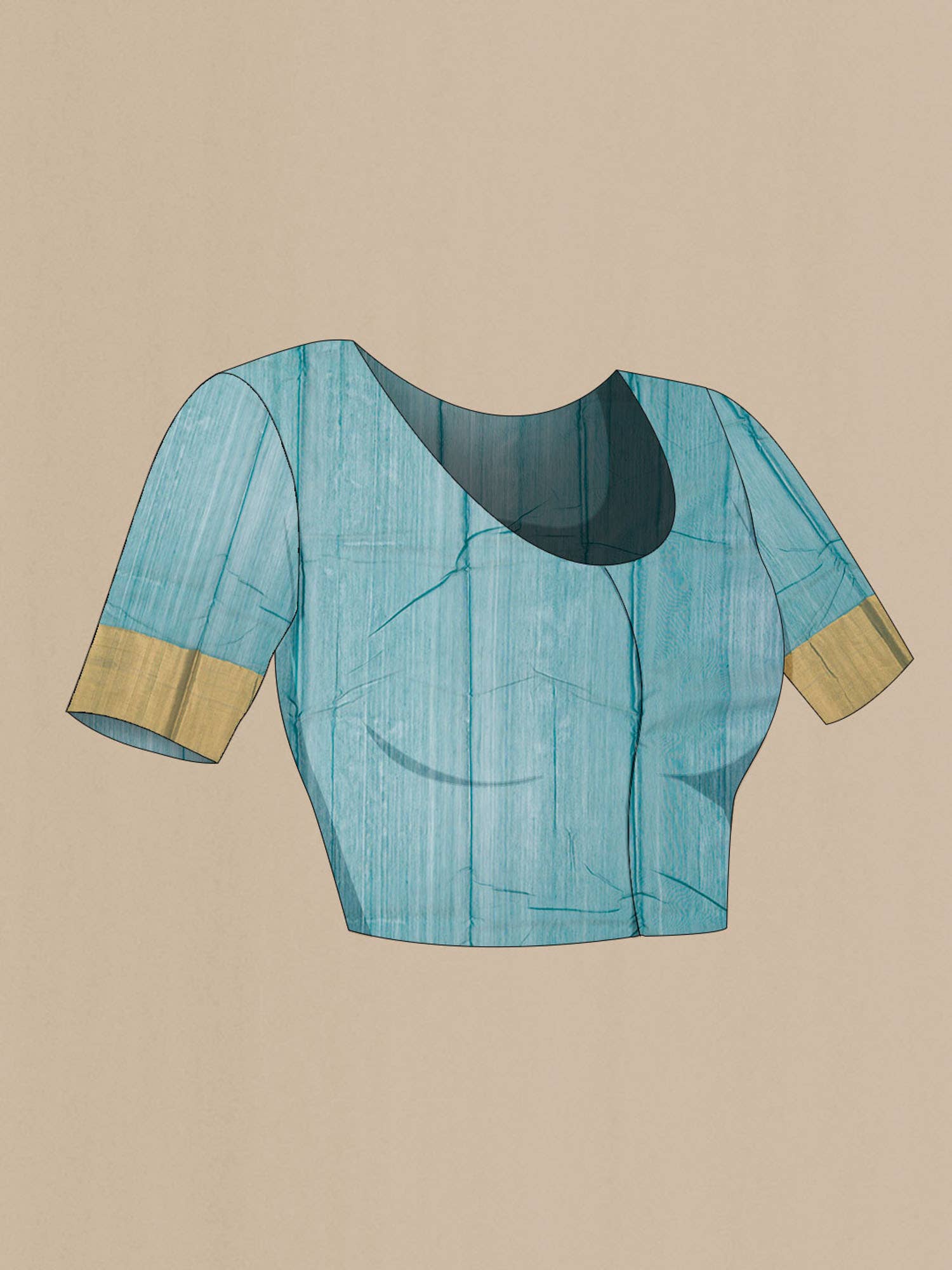 Sea Green Chanderi Silk Cotton Saree - Image 5