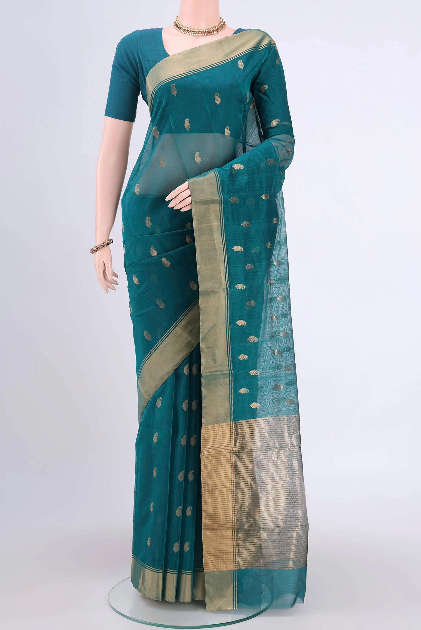 Blue Chanderi Silk Cotton Saree