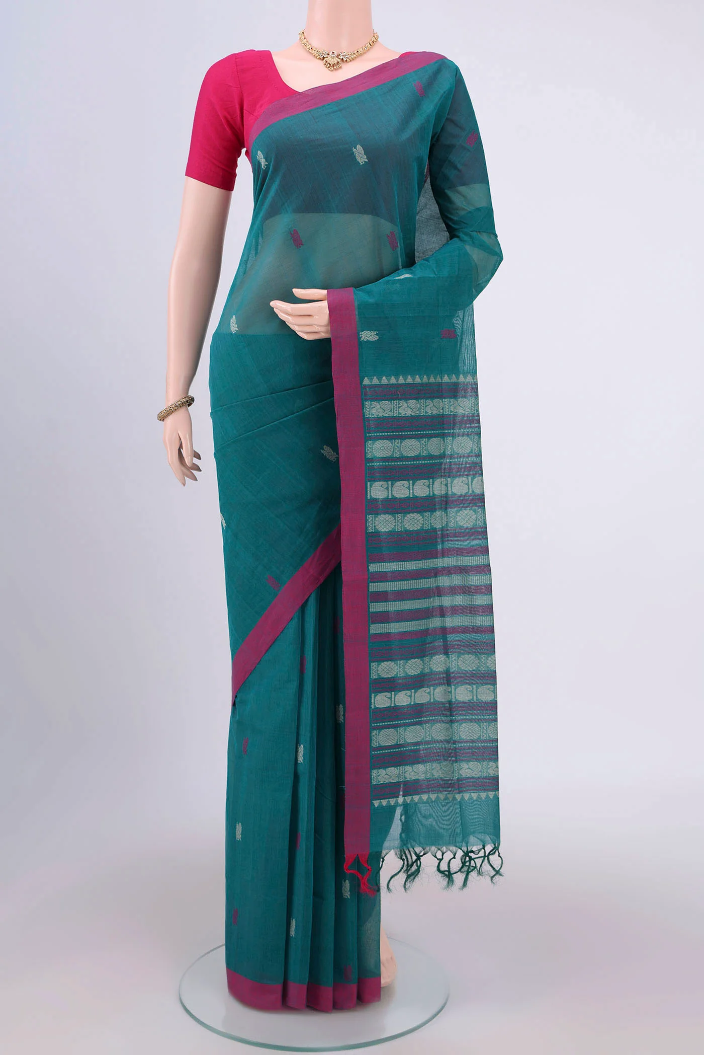Blue Coimbatore Cotton Saree