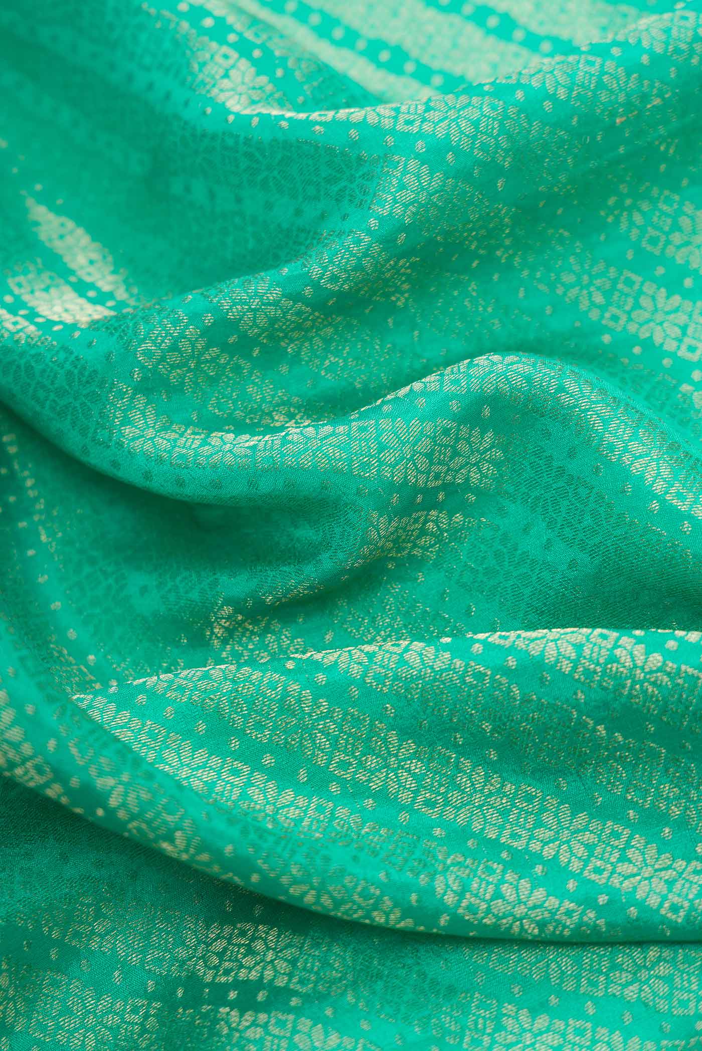 Sea Green Mysore Crepe Saree - Image 2