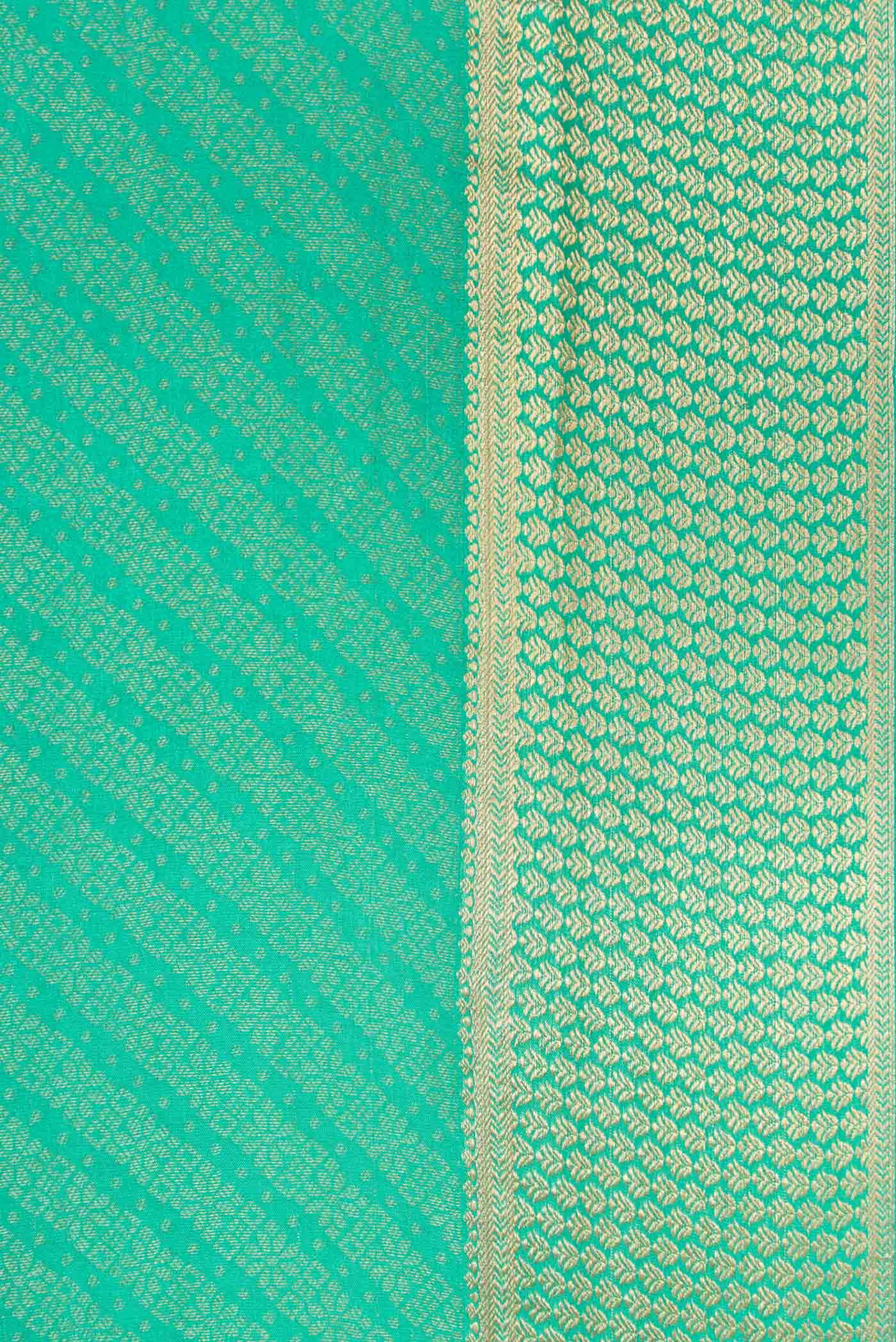 Sea Green Mysore Crepe Saree - Image 3