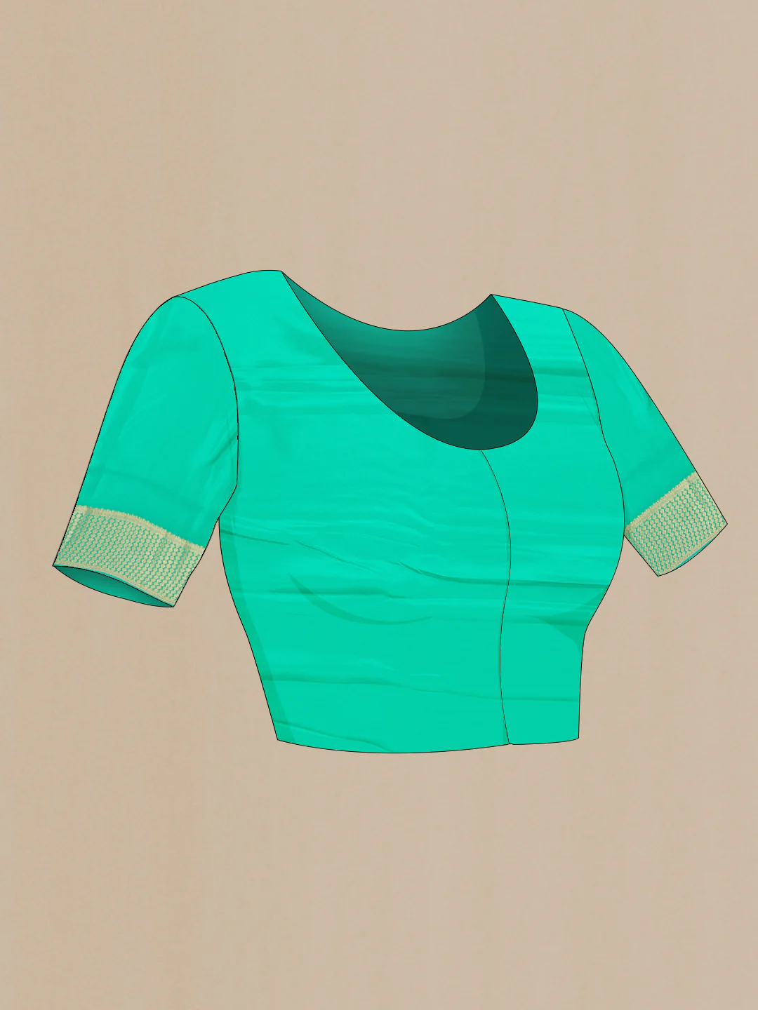 Sea Green Mysore Crepe Saree - Image 4