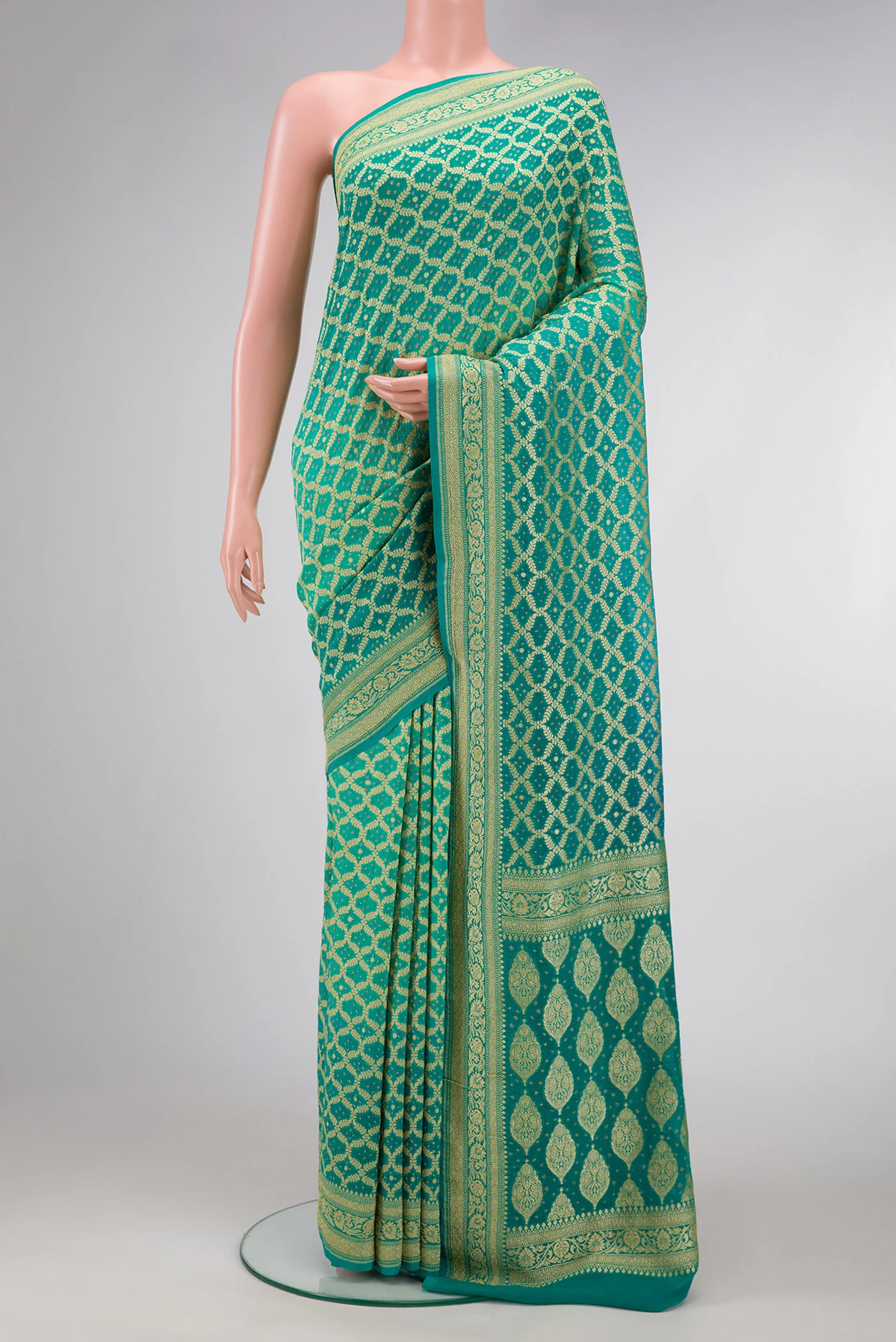 Sea Green Banarasi Georgette Saree